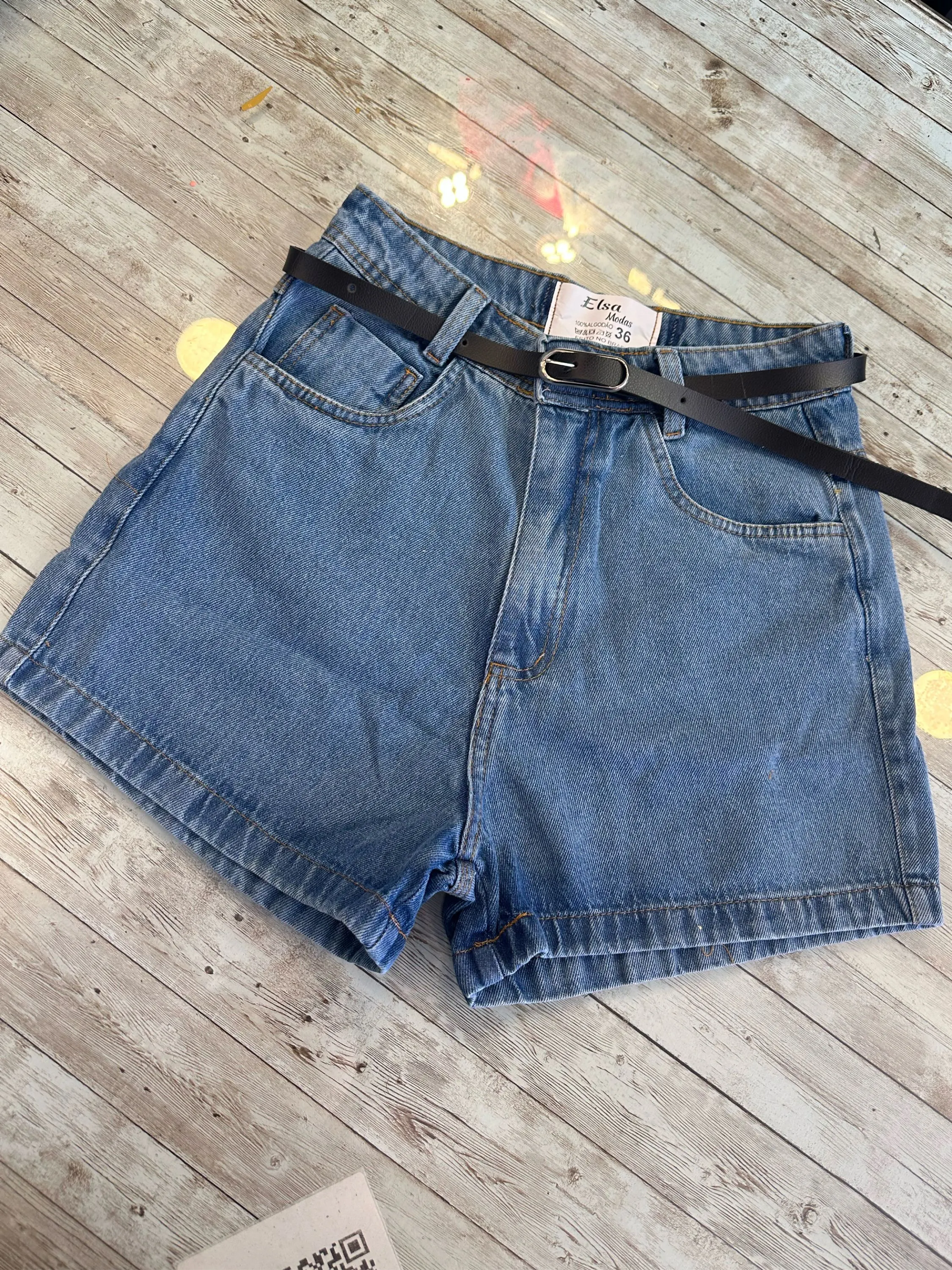 0202-shorts Jeans cintura alto short com cinto femininos