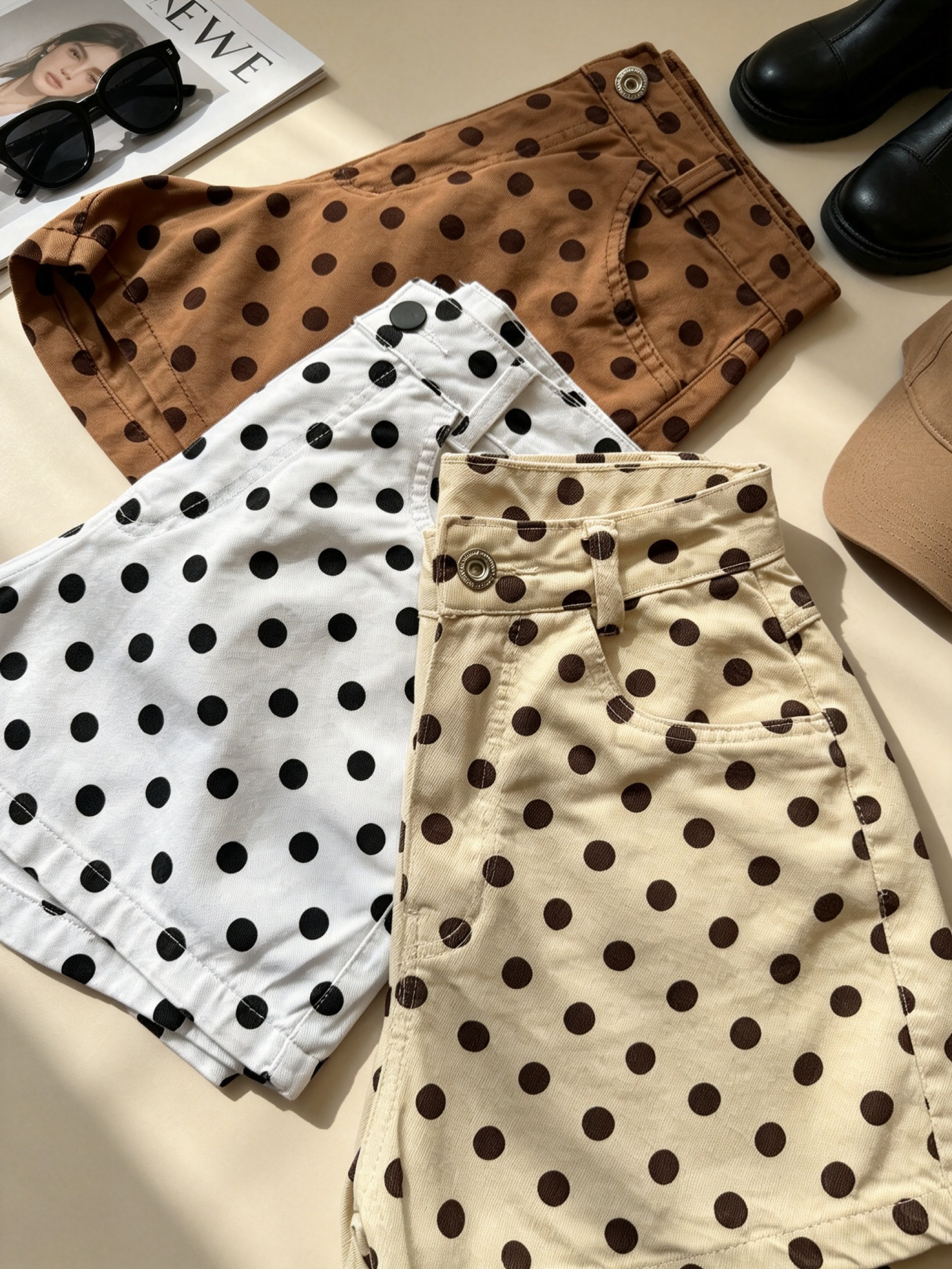 short Jeans de bolinhas