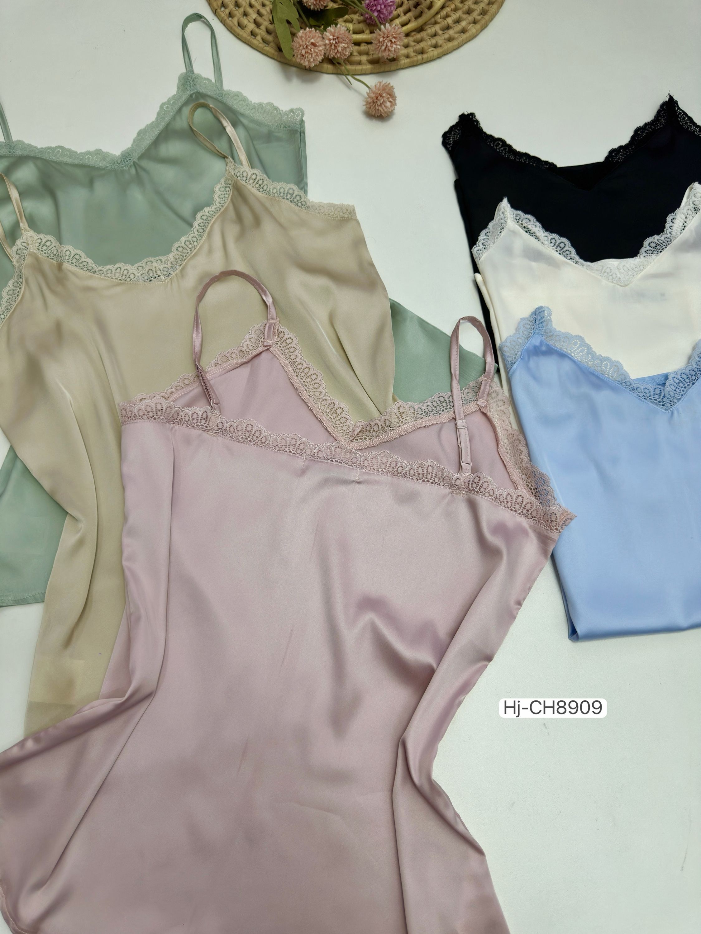 Regata Feminina Cetim com Renda (CH8909)