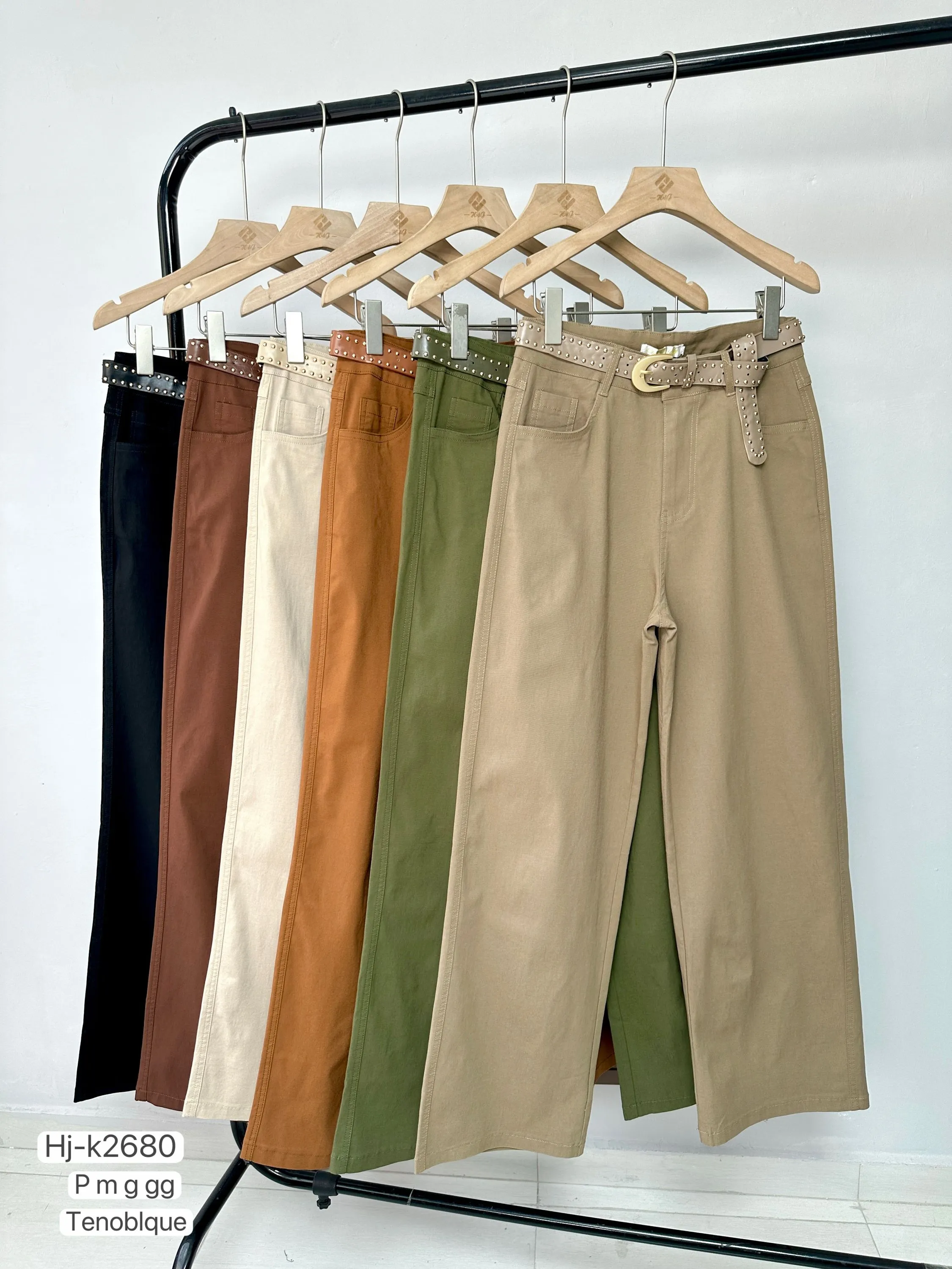 Calça Pantalona Feminina em Sarja com Cinto (k2680)