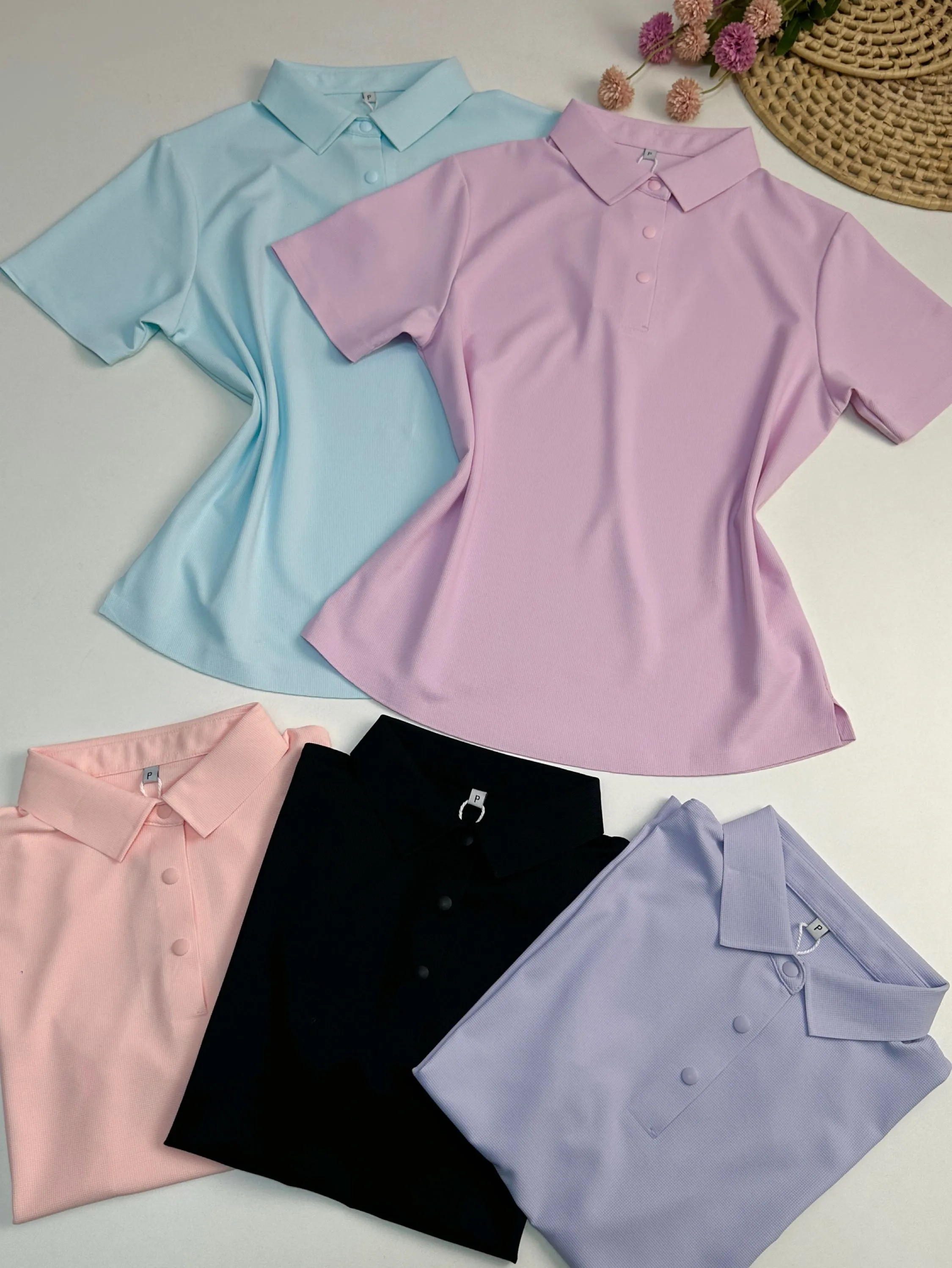 Blusa polo texturizada com botões frontais (B40210)