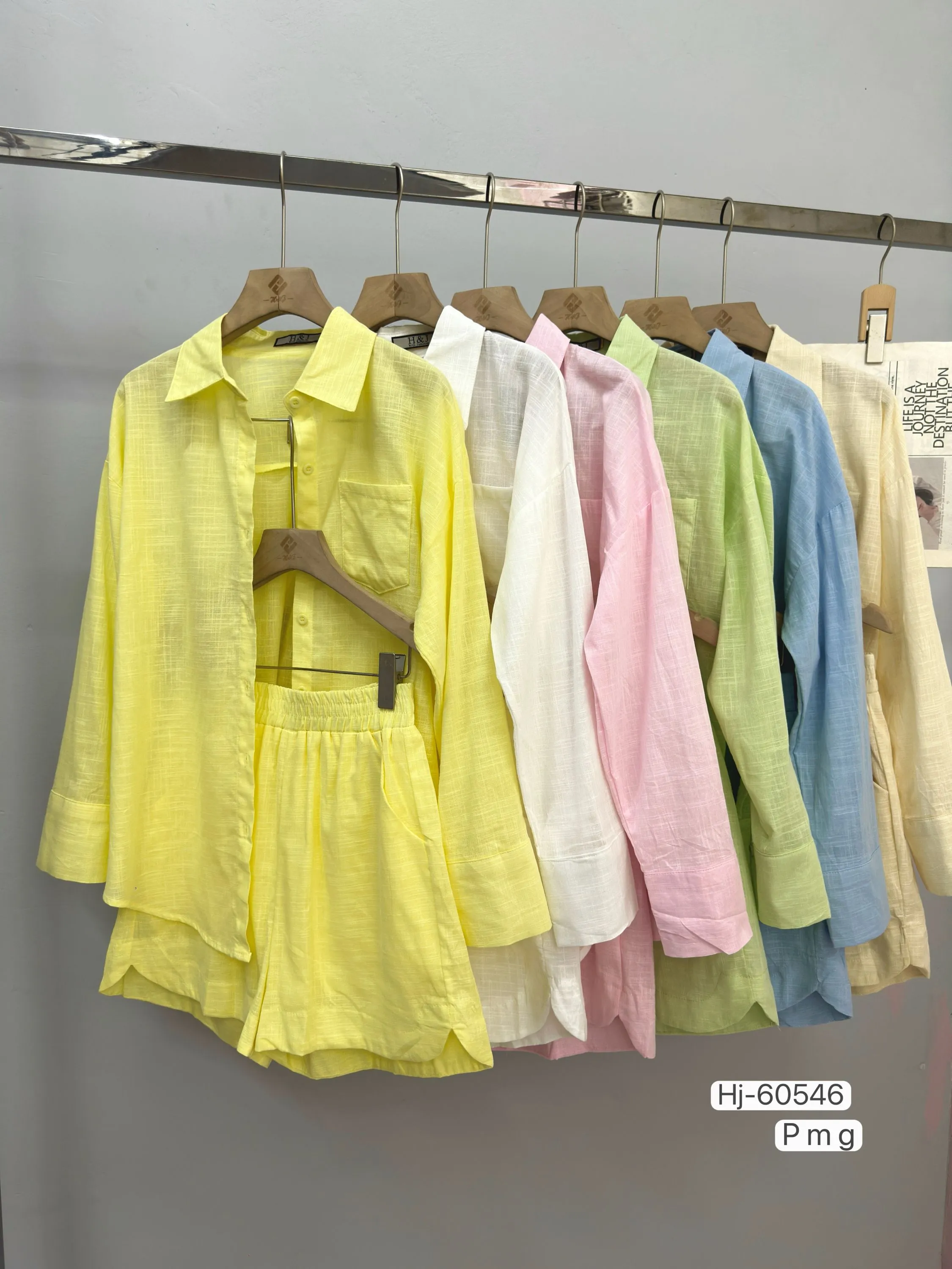 Conjunto Feminino Camisa + Short Linho (60546)