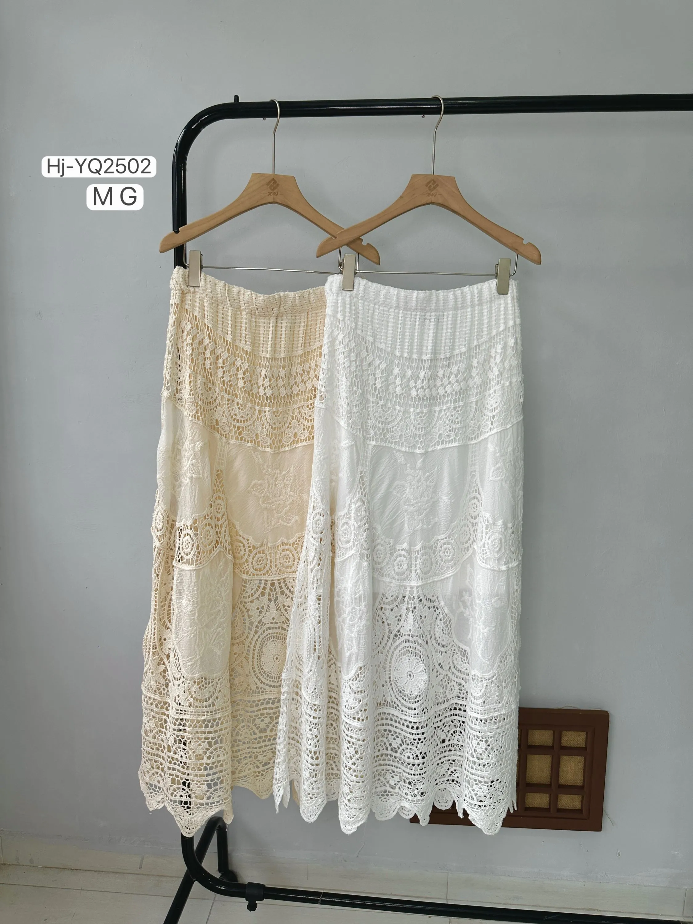 Saia longa de renda crochê boho (YQ2502)