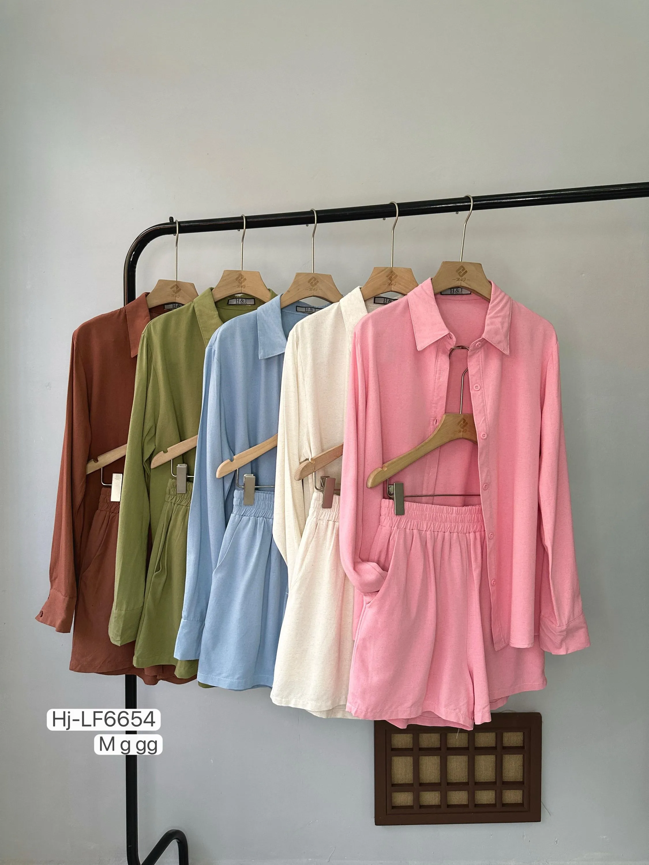 Conjunto Camisa e Short Feminino em Linho (LF6654)
