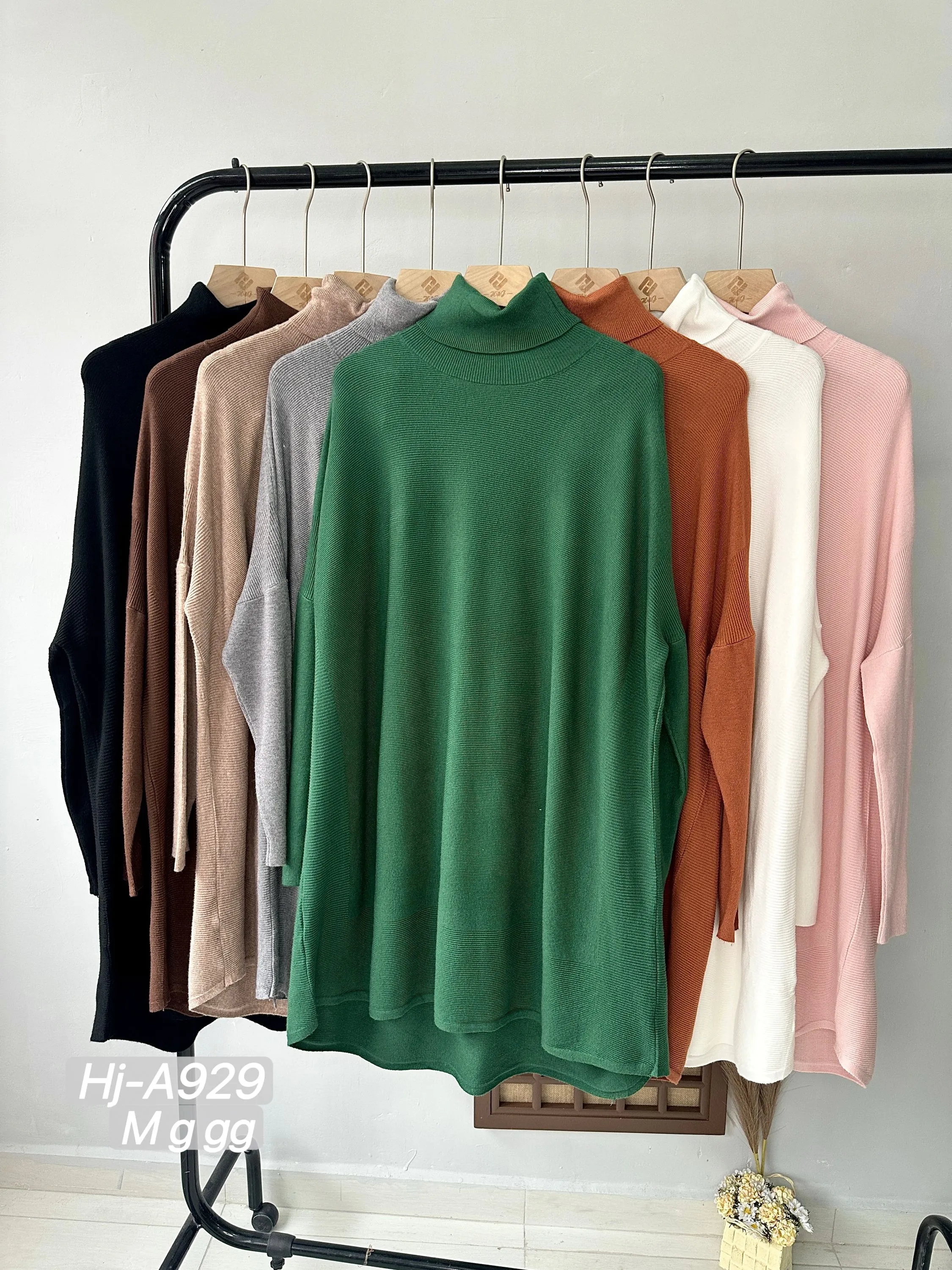 Vestido  Gola Alta em Tricô Fino (A929)