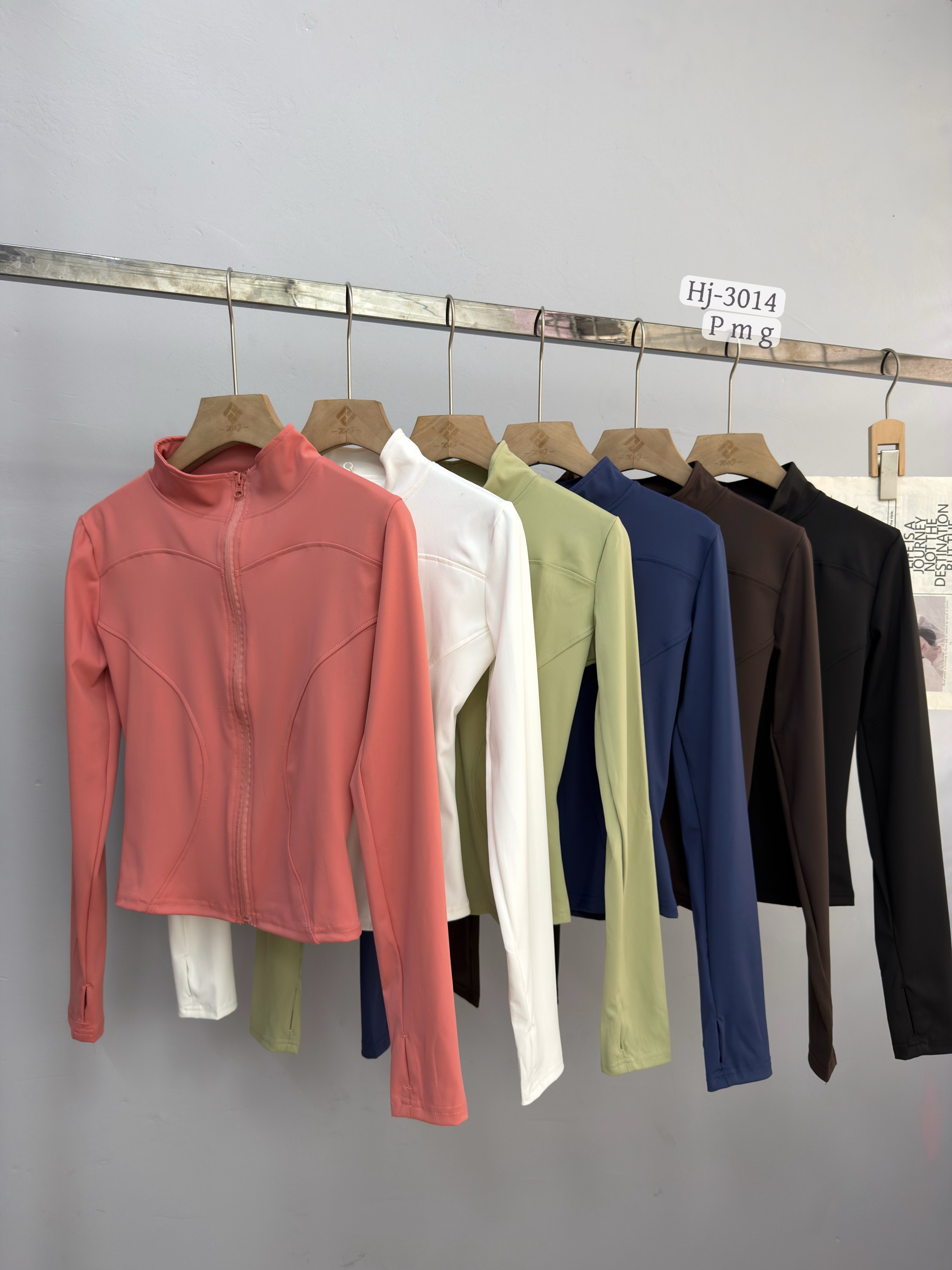 Jaqueta Fitnes Cropped com Zíper Manga Longa (hj3014)