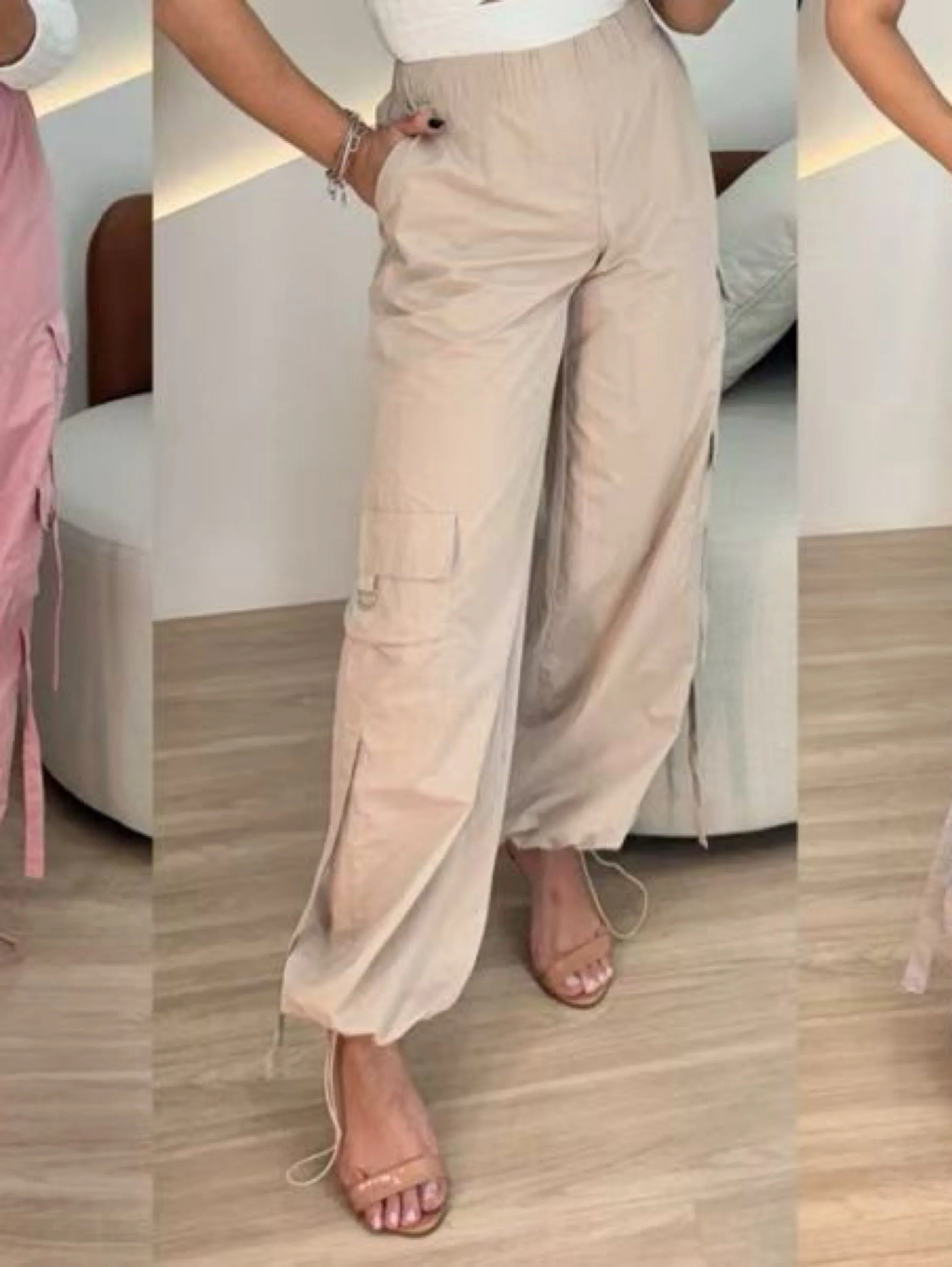 Calça Cargo feminina com Amarração (AL039)