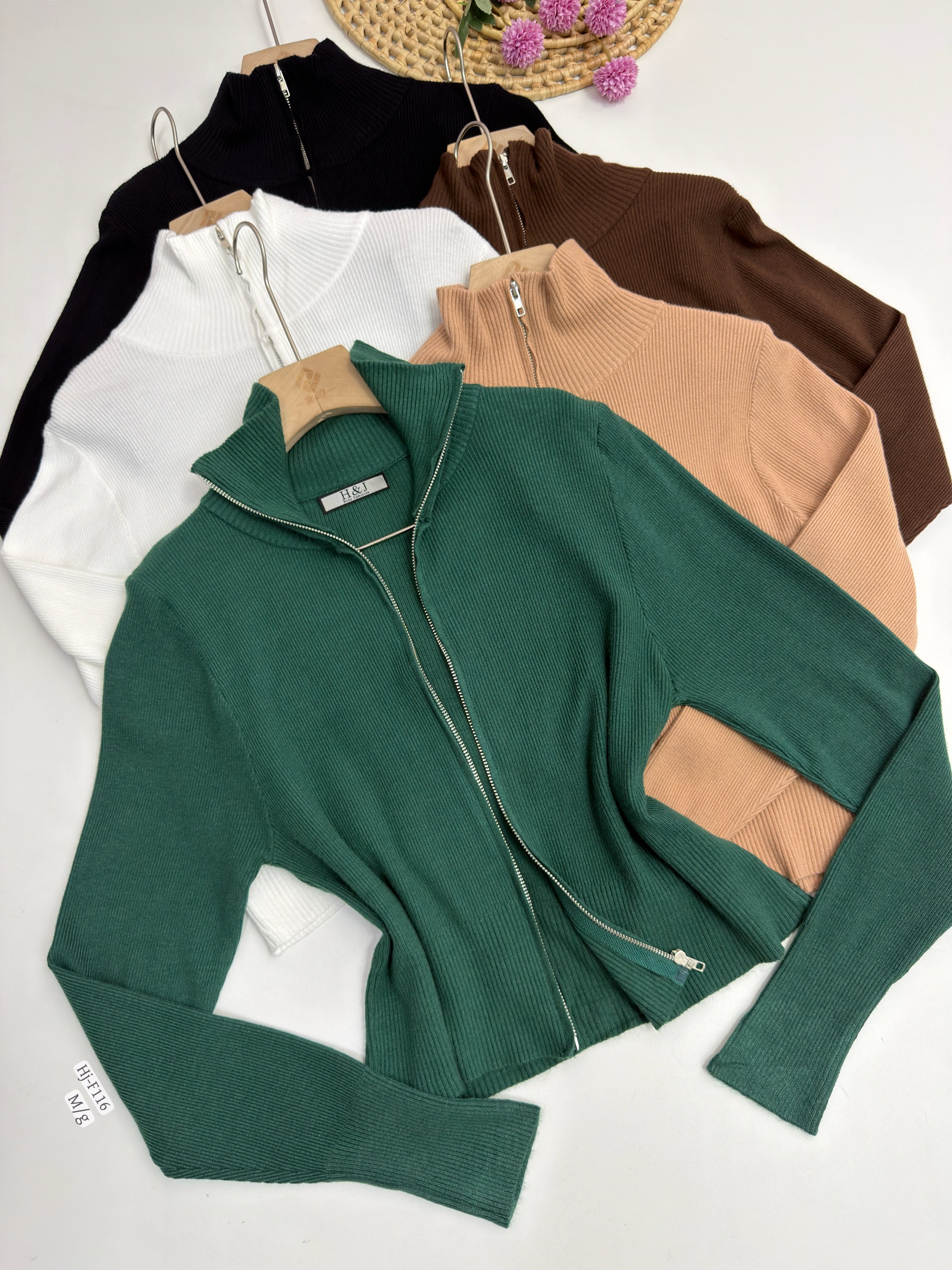 Blusa Feminina Canelada com Zíper e Gola Alta (F116)