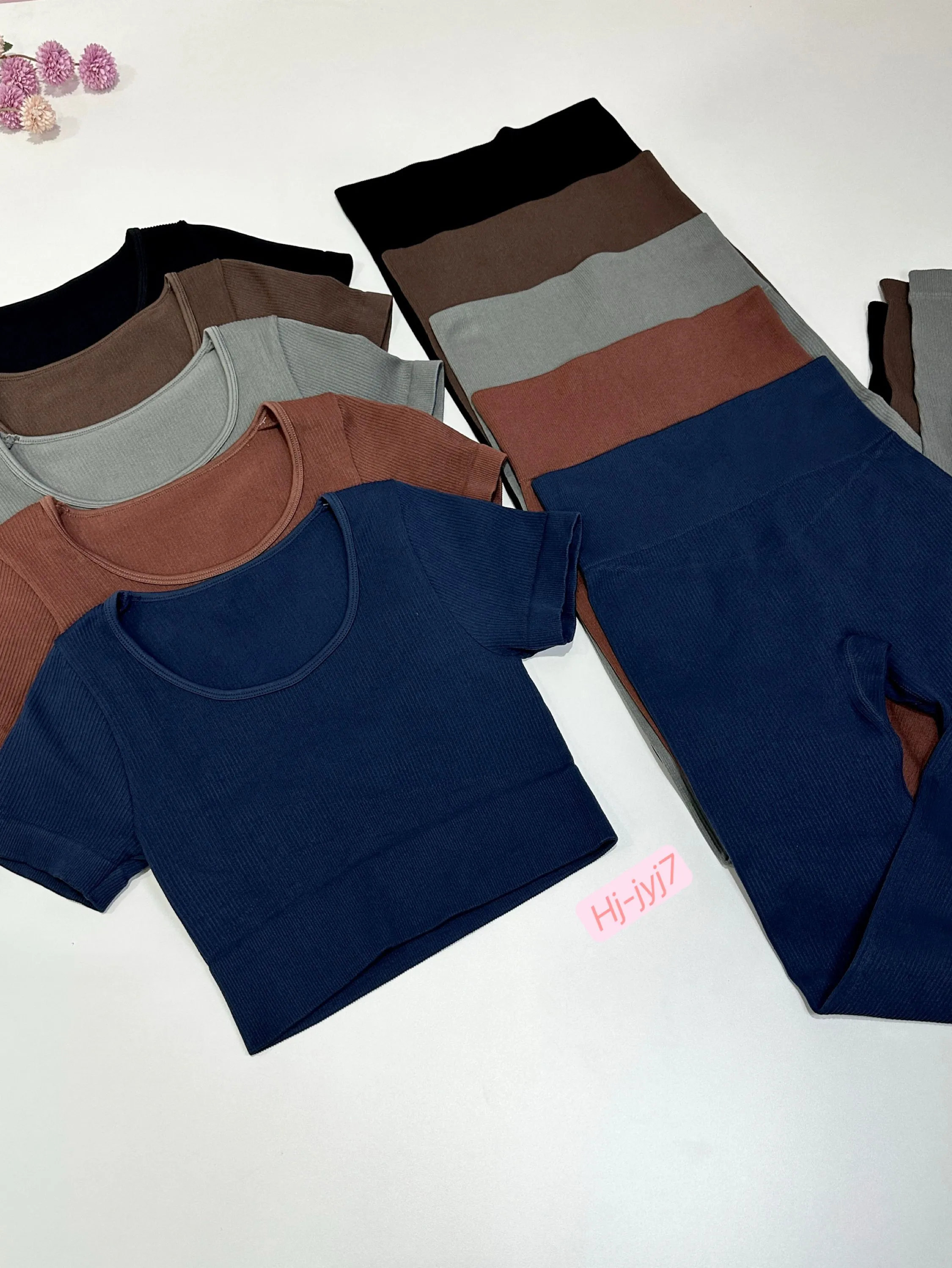 Conjunto Fitness Canelado Feminino com Top  (JYJ7)