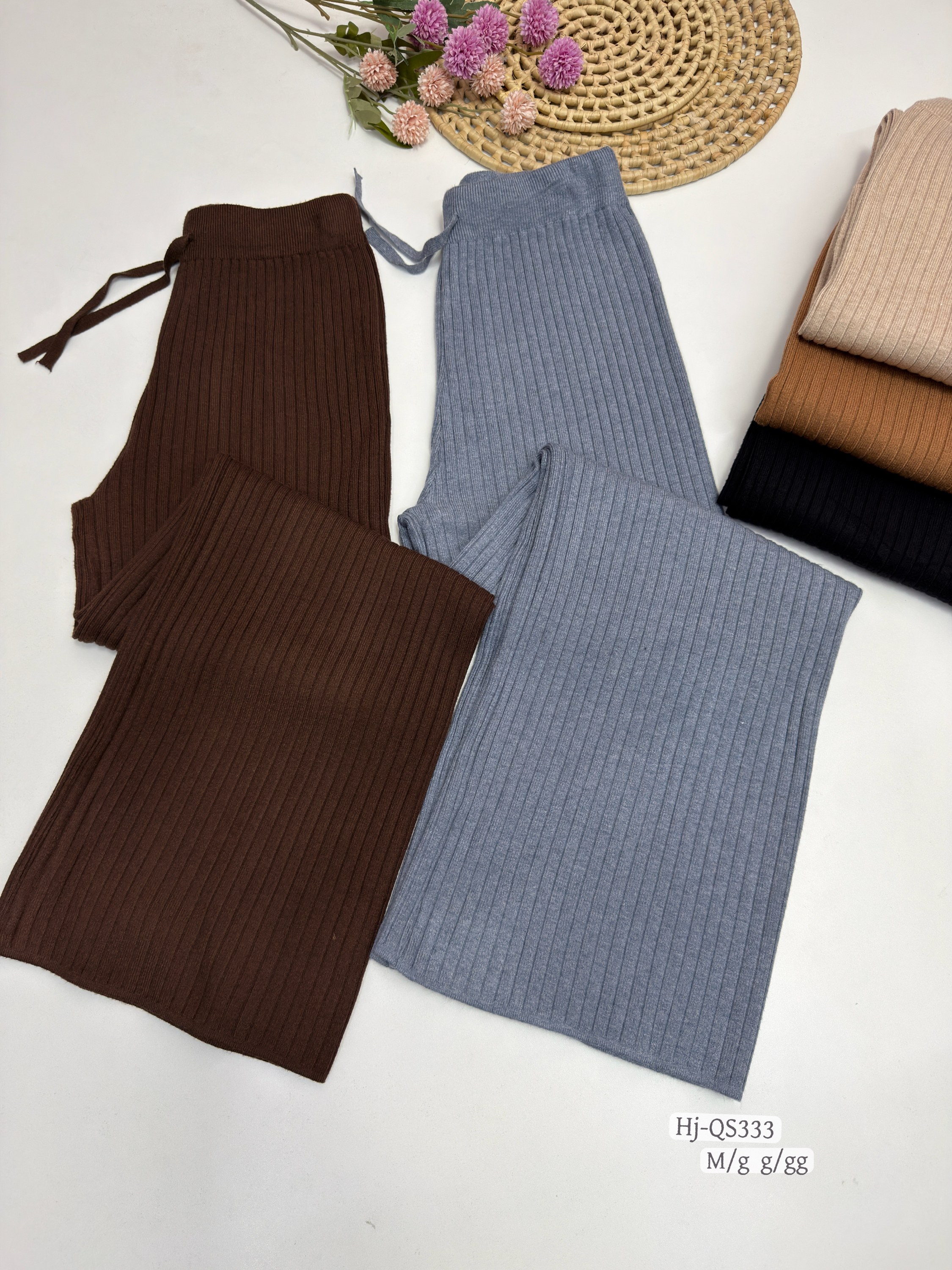 Calça Feminina modal premium Canelada com Cós Alto (QS333)