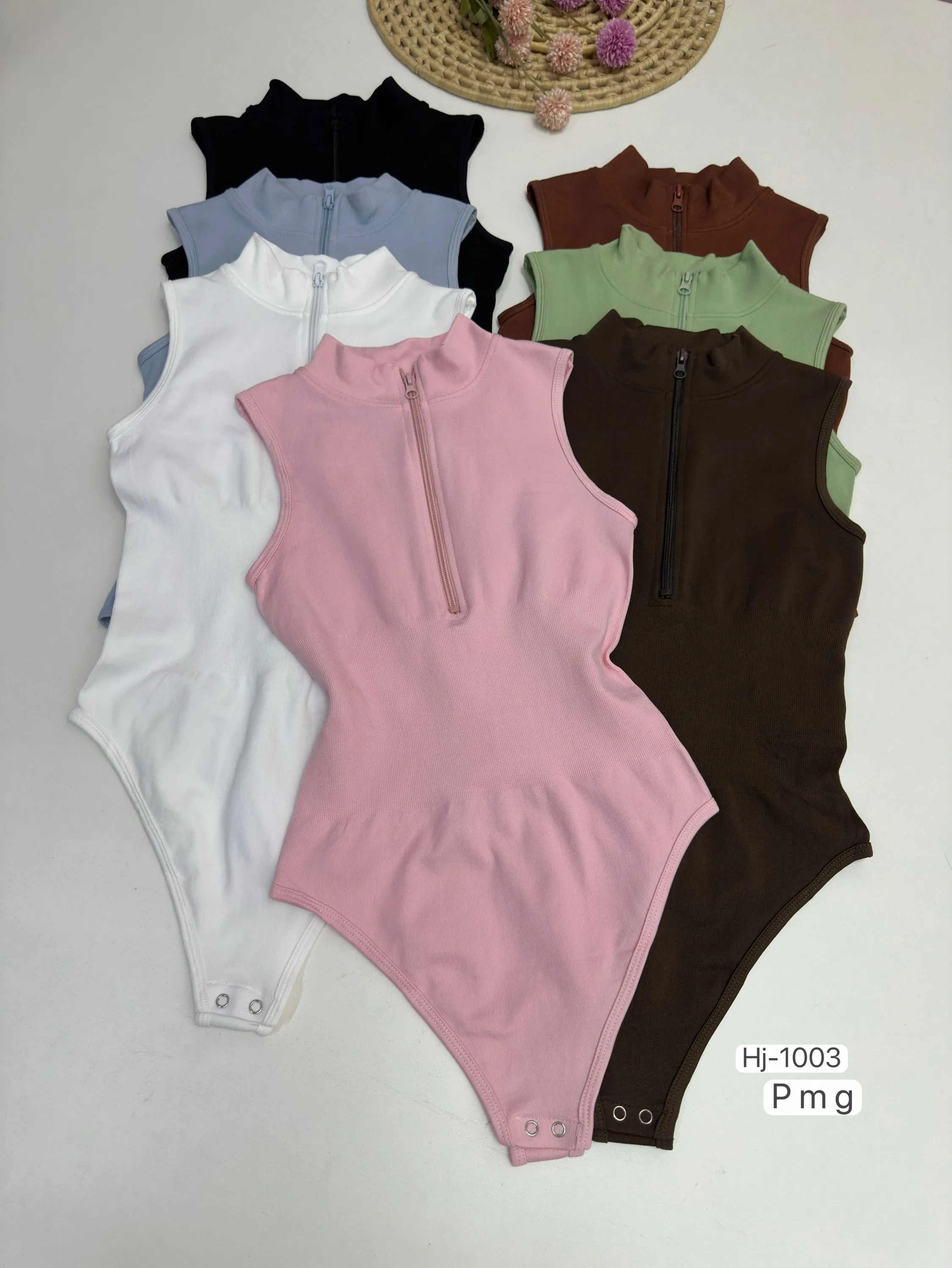 Body Feminino de Gola Alta com Zíper (1005)