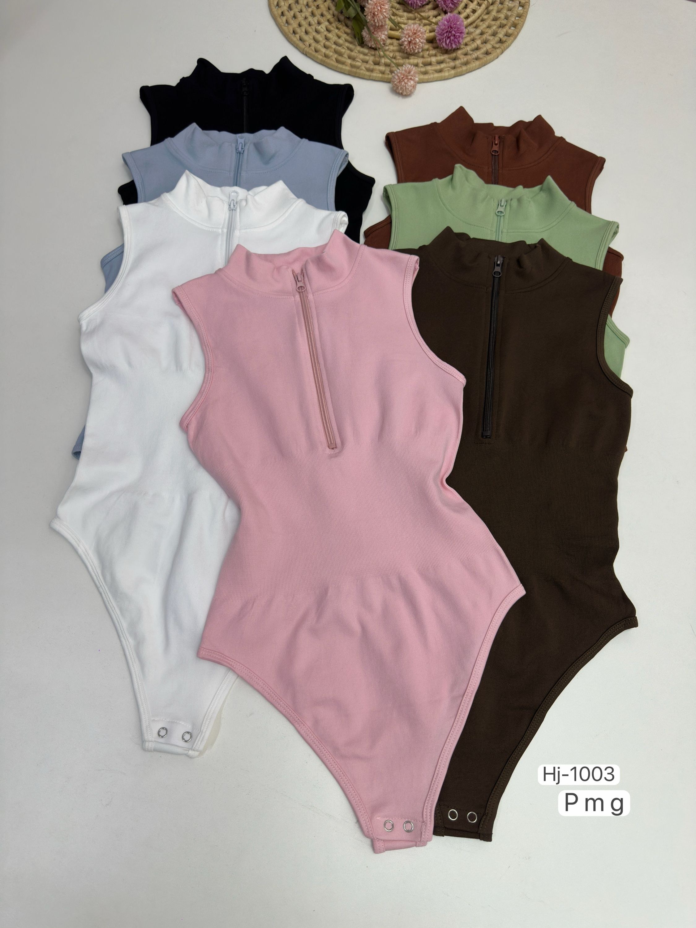 Body Feminino de Gola Alta com Zíper (1003)