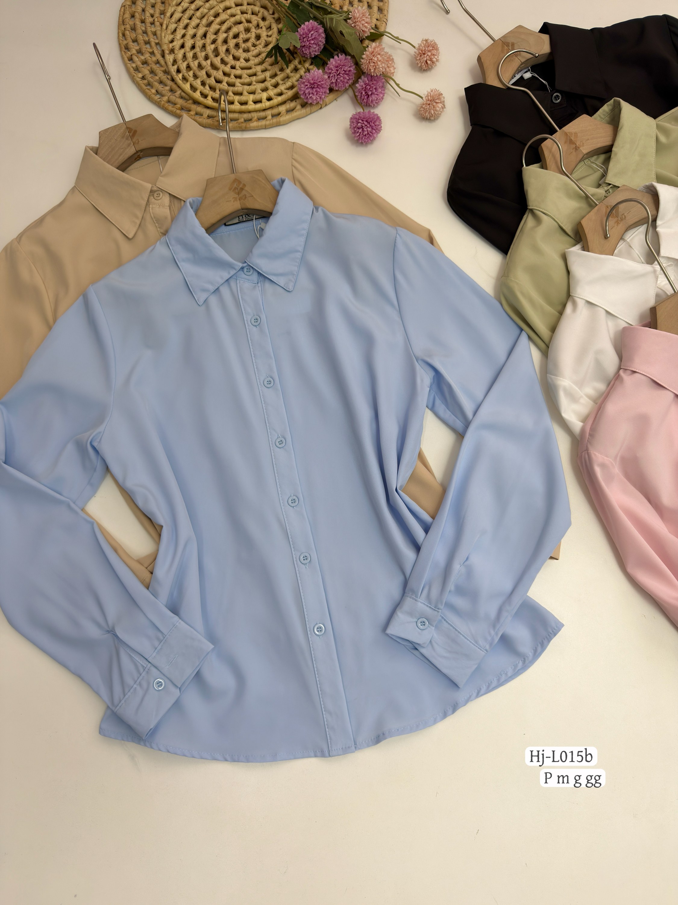 Camisa social feminina manga longa (L015B)