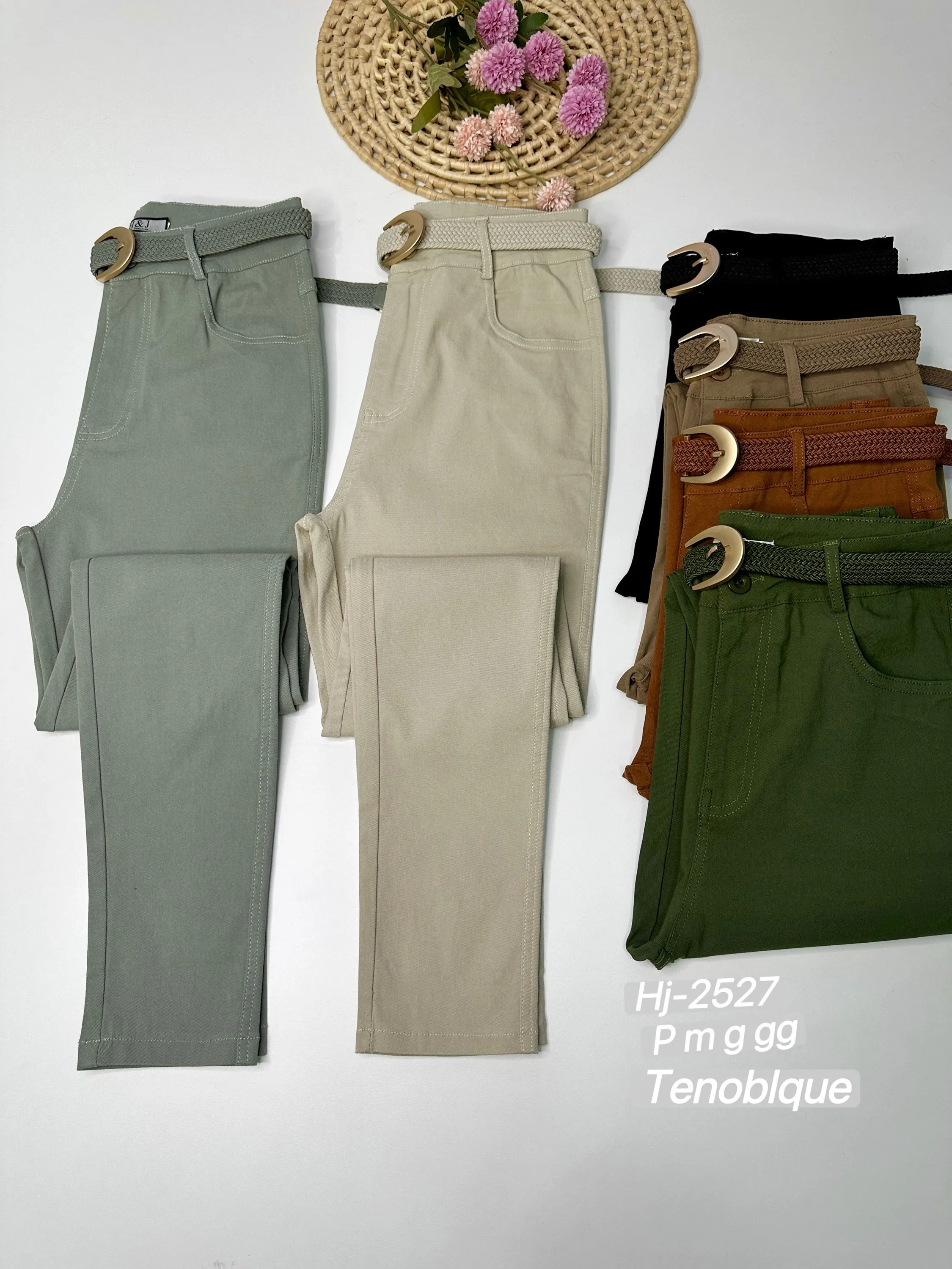 Calça Feminina Reta com Cinto （K2527）