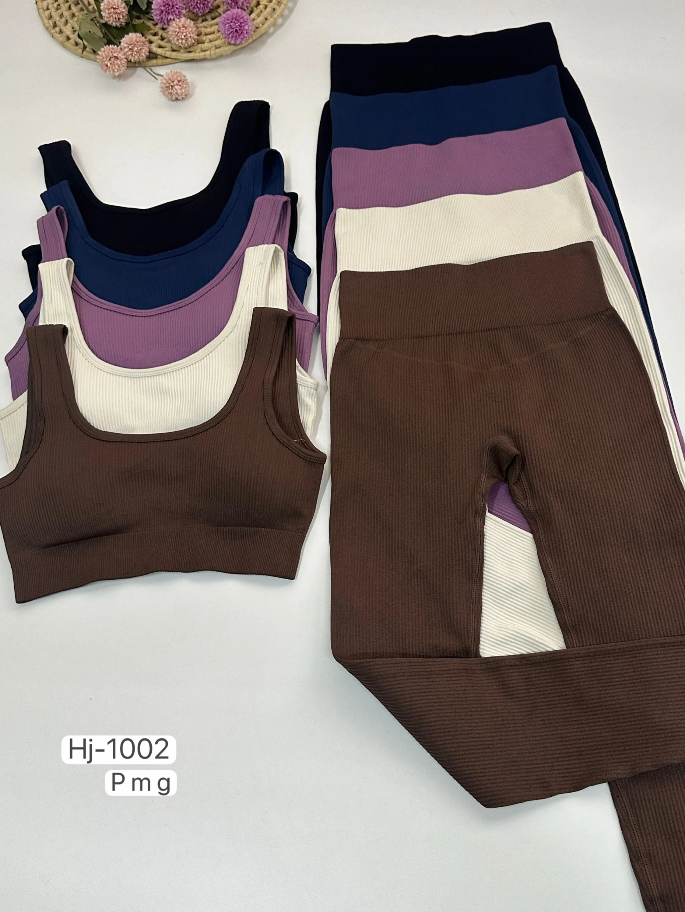 Conjunto Top e Calça Legging Canelada (hj1002)