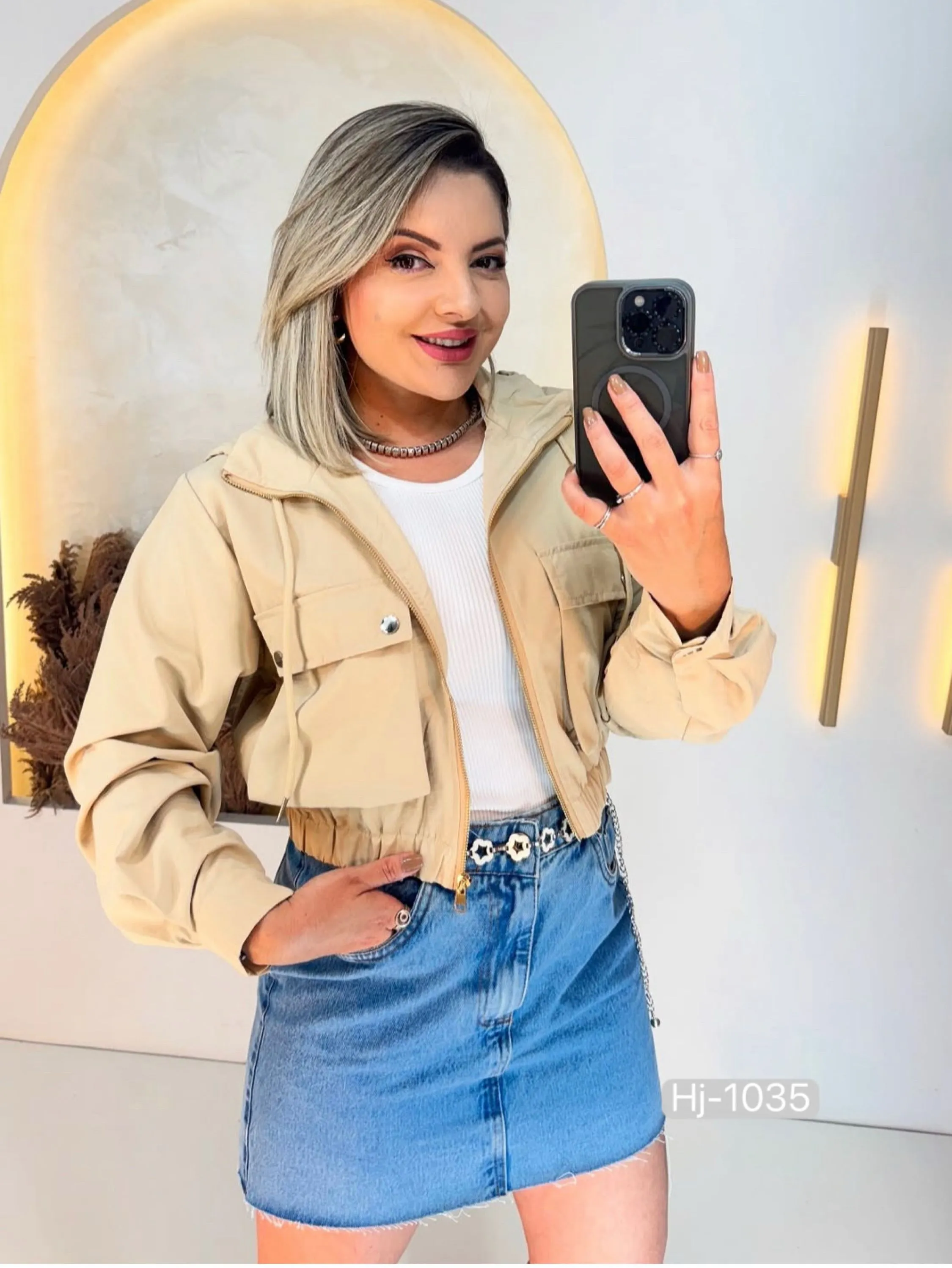 Jaqueta Cropped com Capuz (HH1035)