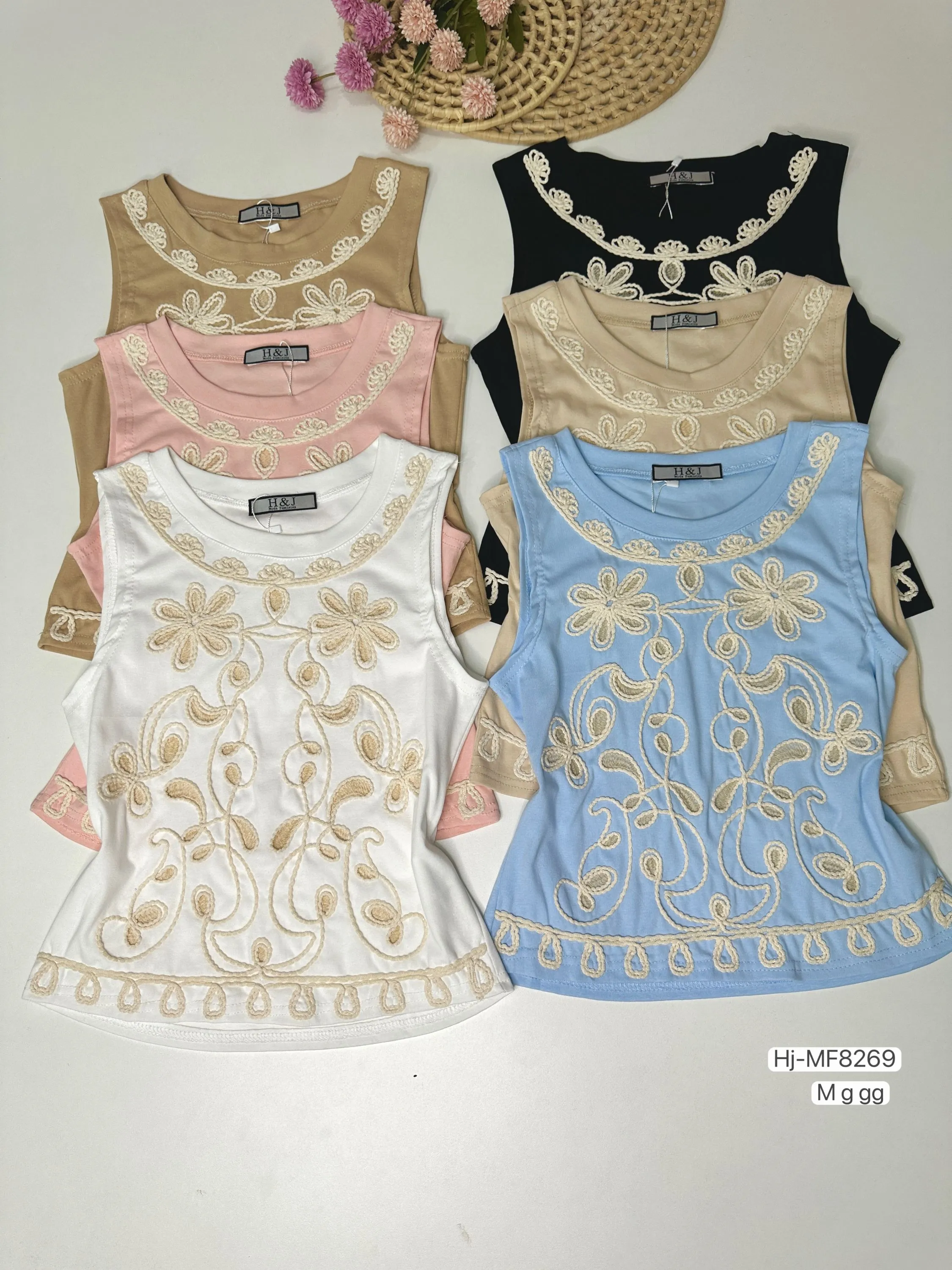 Blusa Regata Feminina Bordada (MF8269)