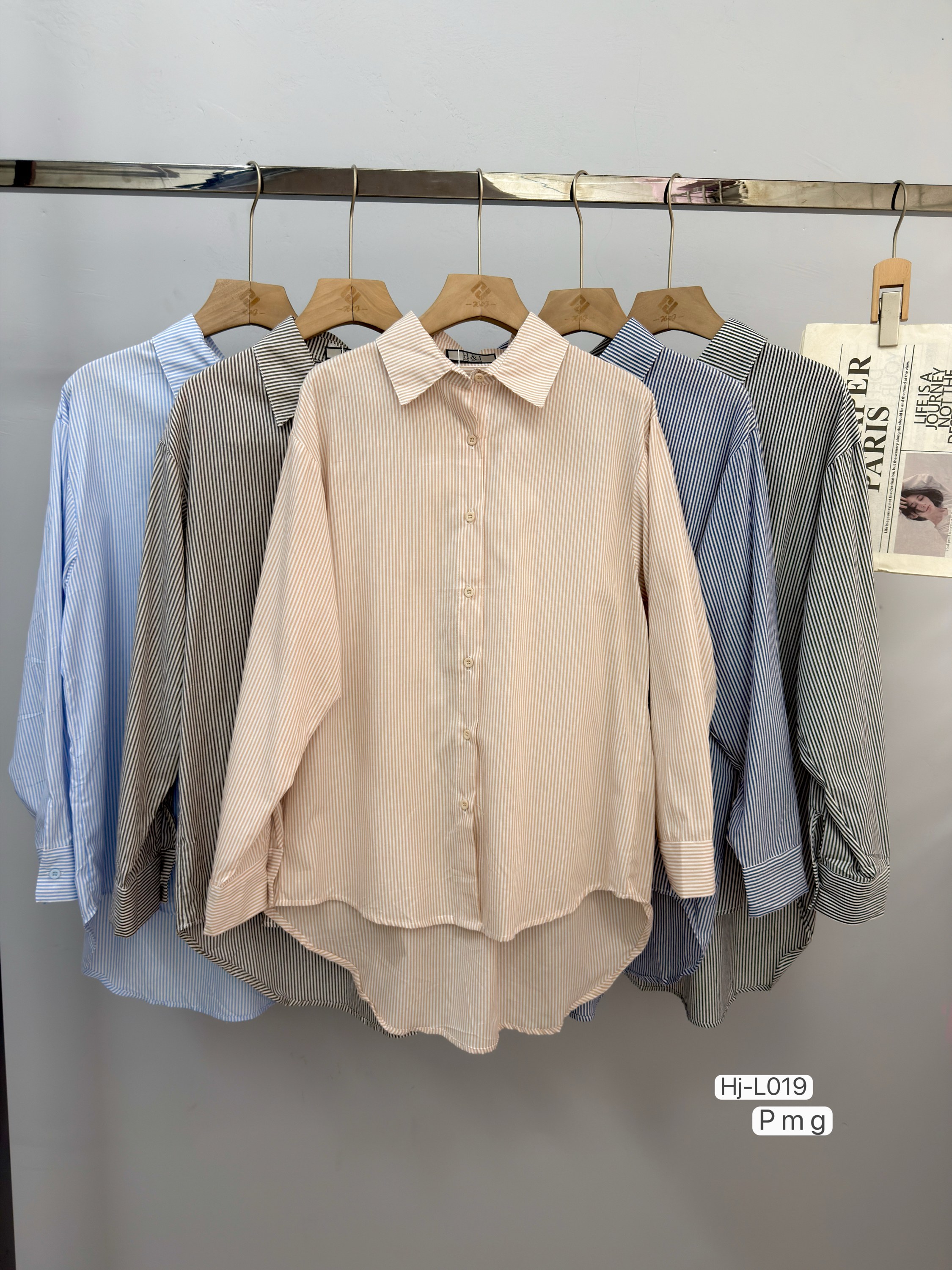 Camisa Feminina Listrada Manga Longa (L019A)