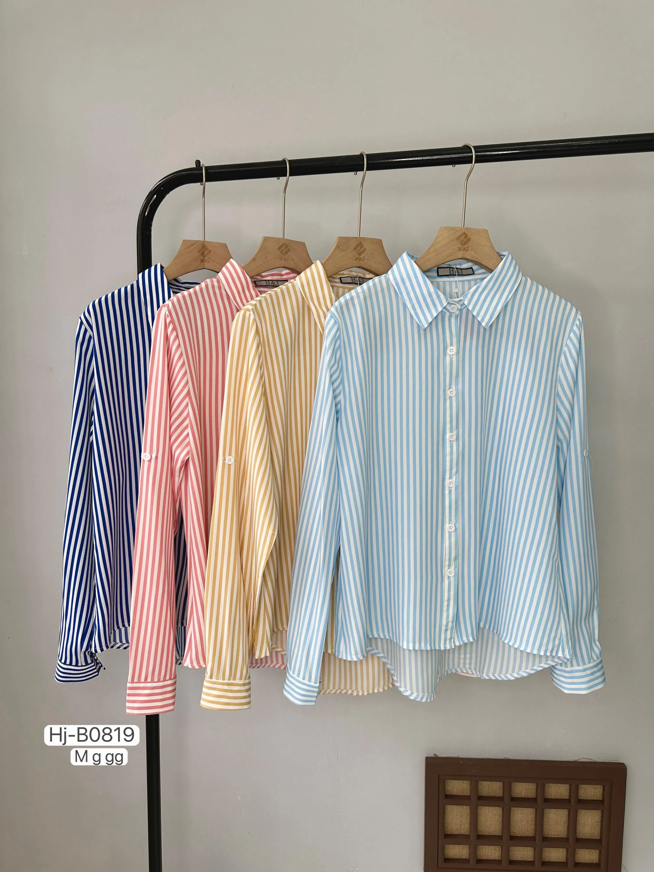 Camisa Feminina Listrada Manga Longa (B0819)
