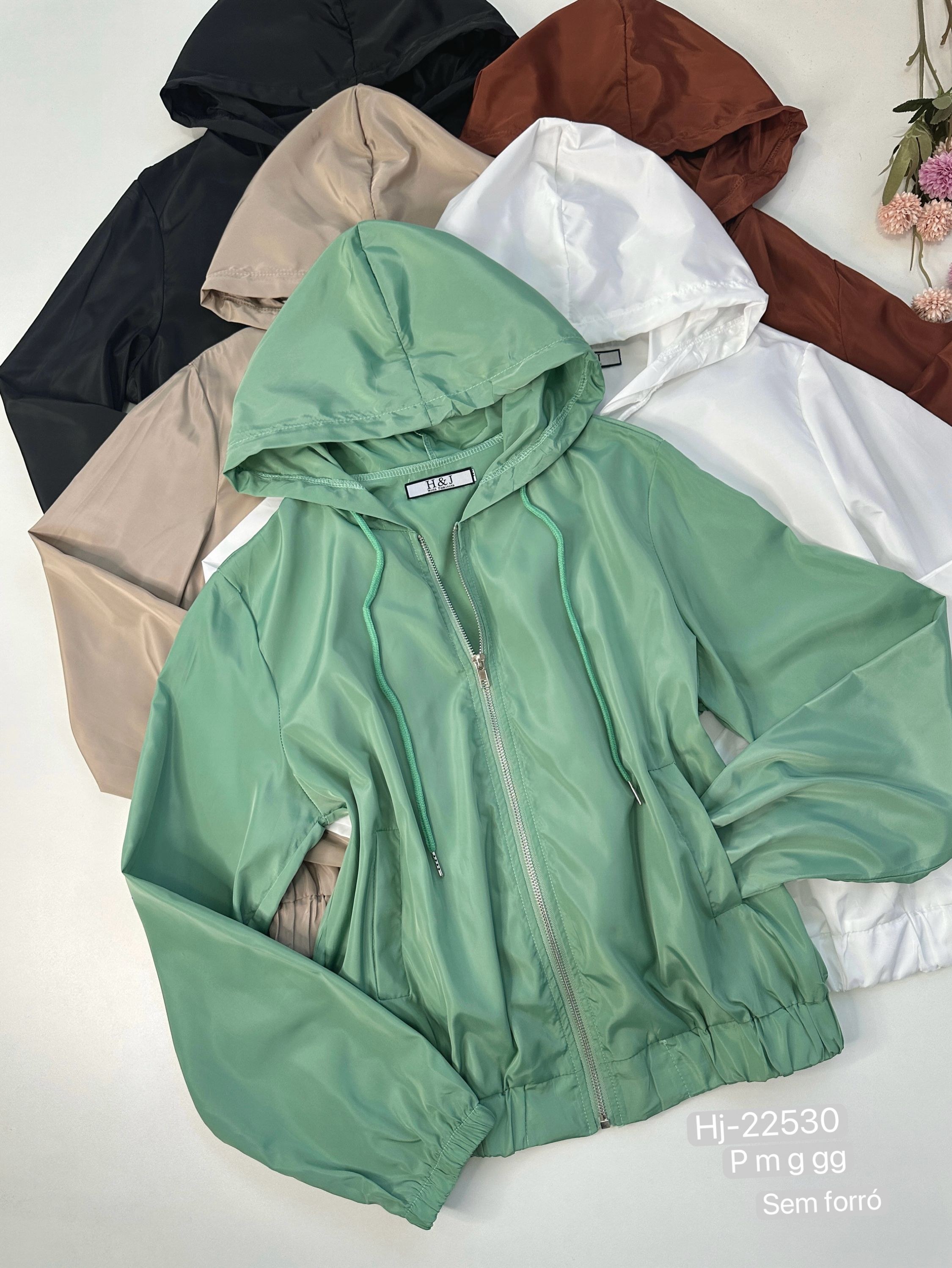 Jaqueta Corta-Vento Feminina com Capuz Hj-22530