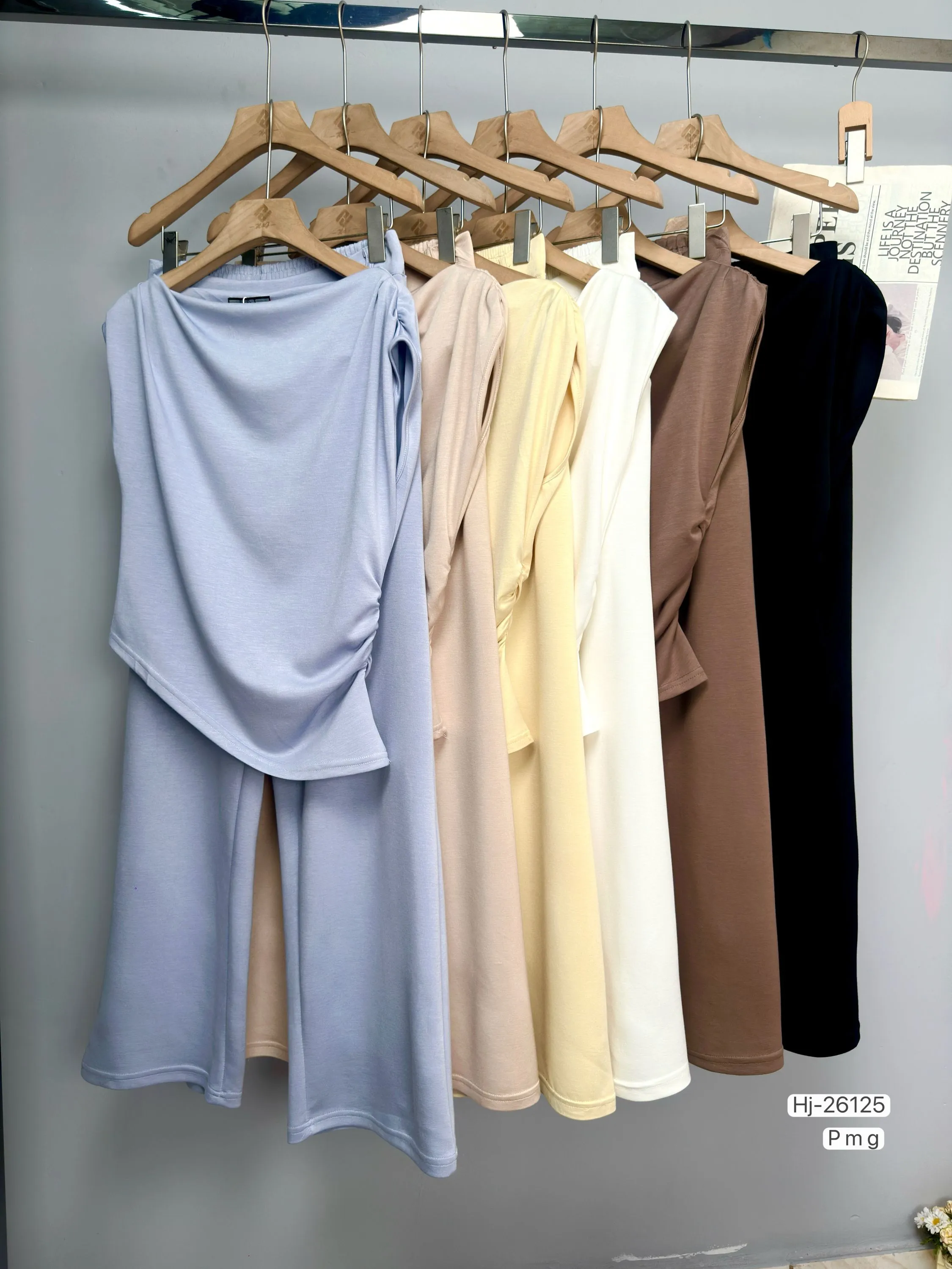 Conjunto Blusa Ombro a Ombro + Calça Pantalona (26125)