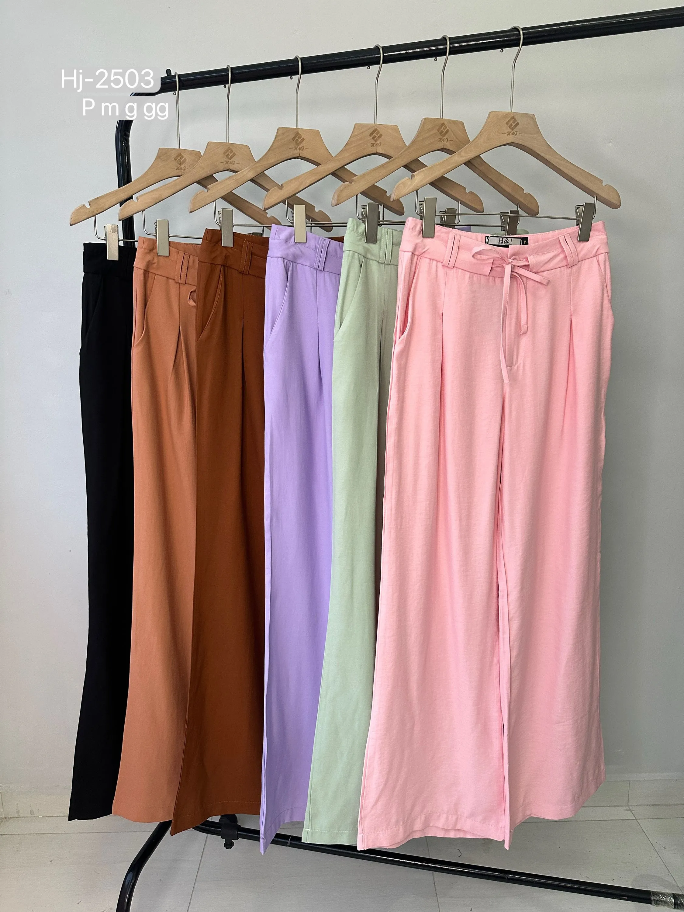Calça Pantalona com Cós de Elástico e Amarração (2503)