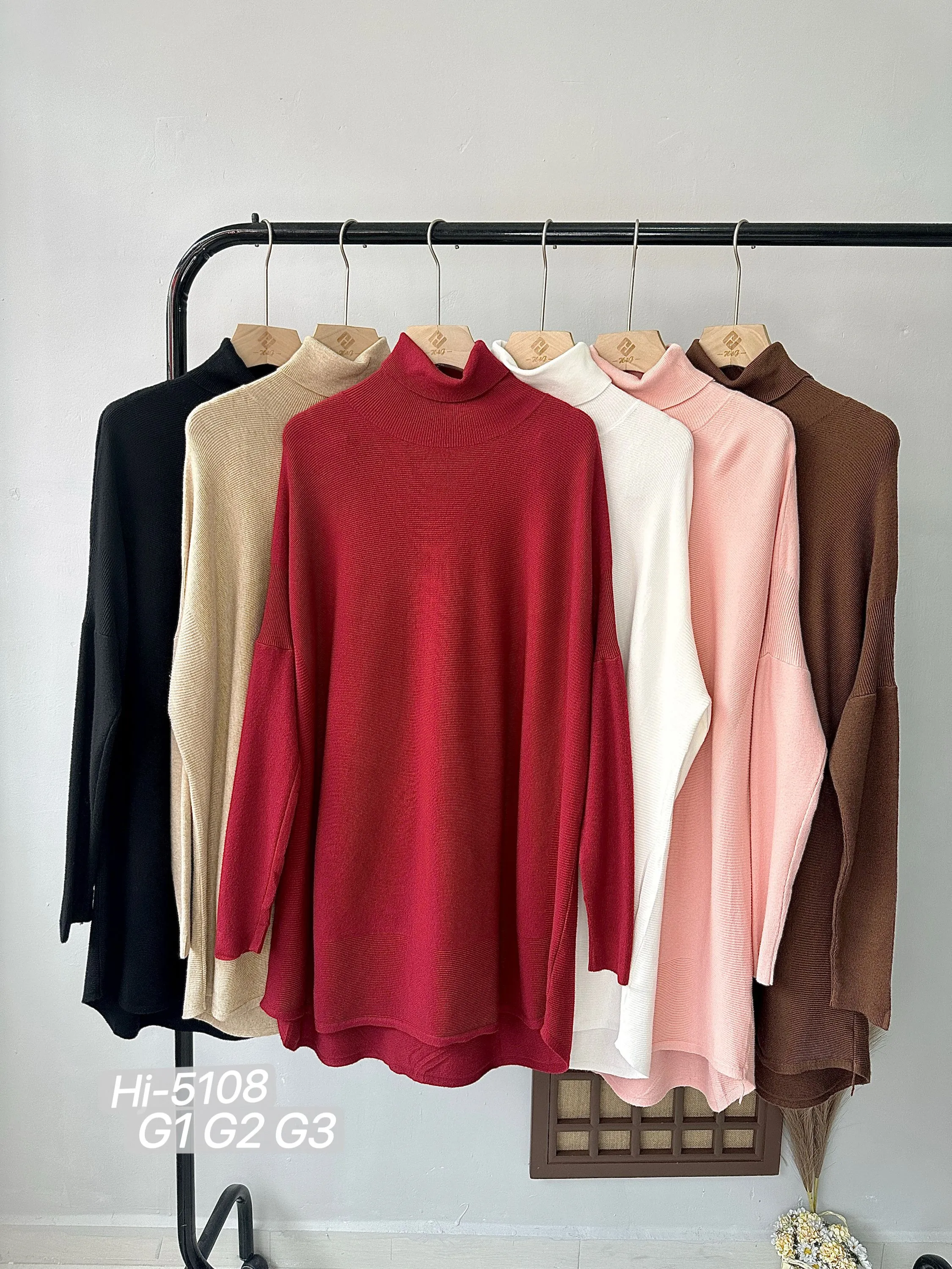 Blusa Gola Alta em Tricô Fino Plus size  (WW5108)