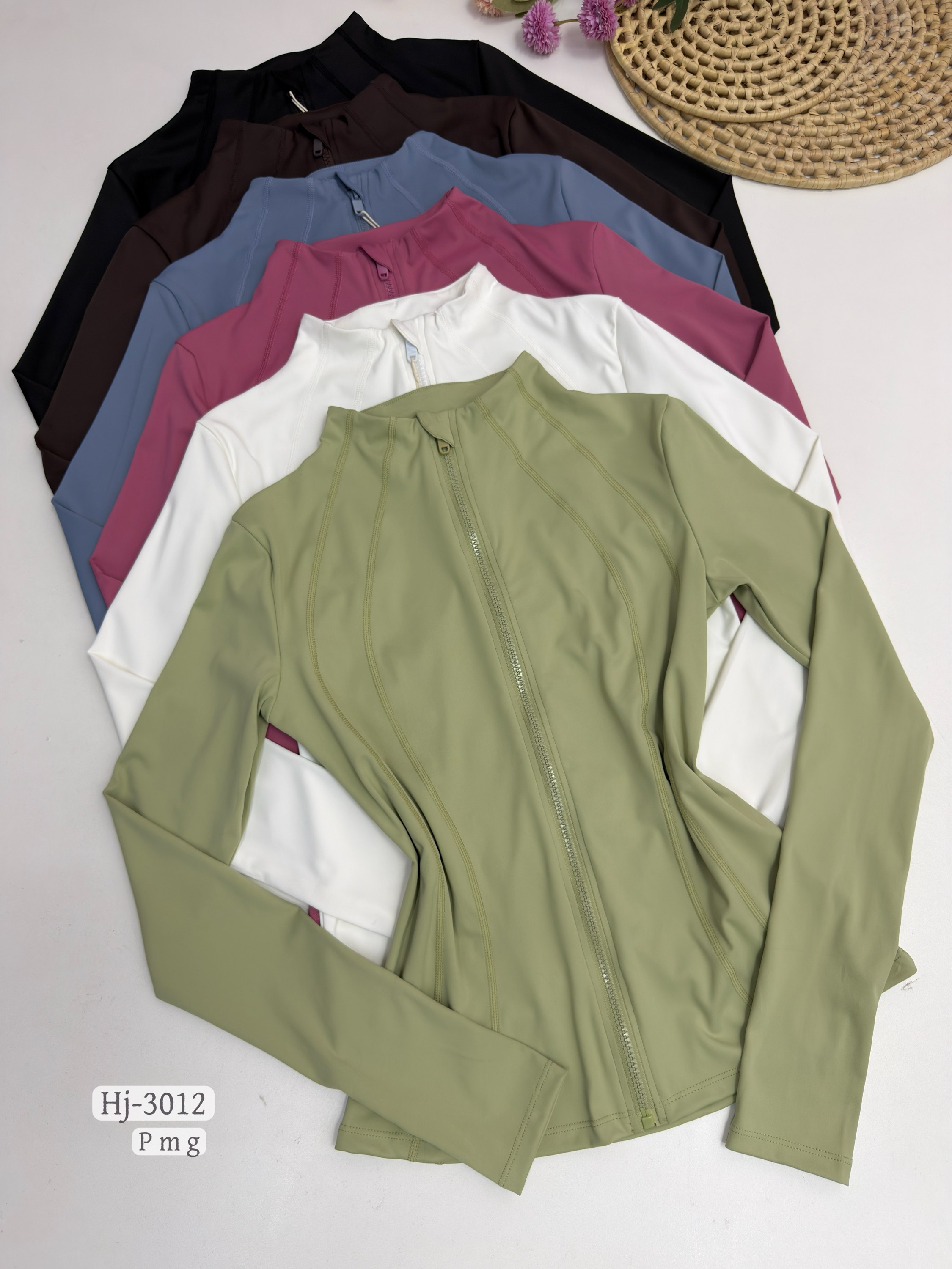 Jaqueta Fitness Cropped com Zíper Manga Longa (hj3012)