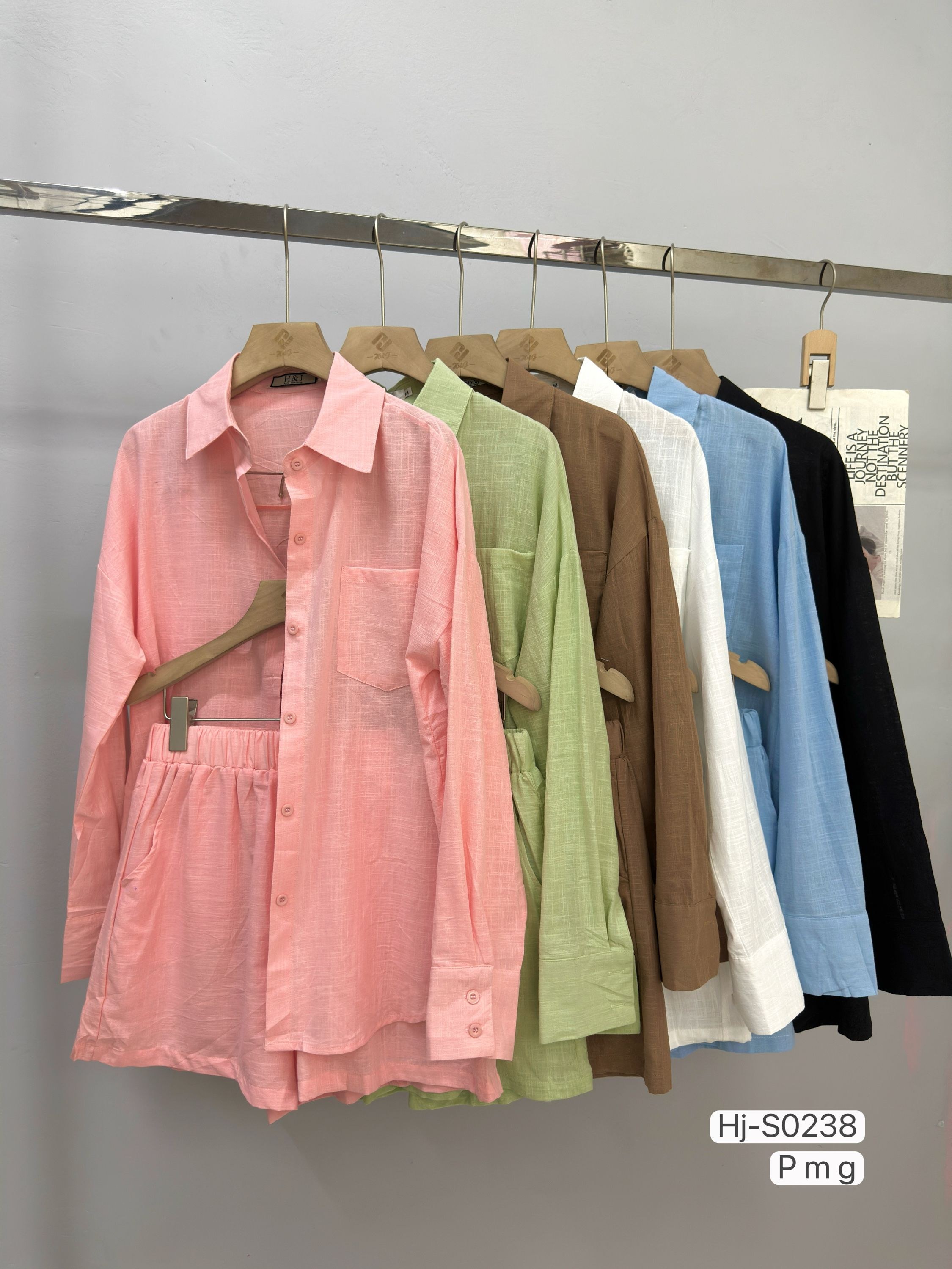 Conjunto Feminino Linho – Camisa + Shorts (S0238)