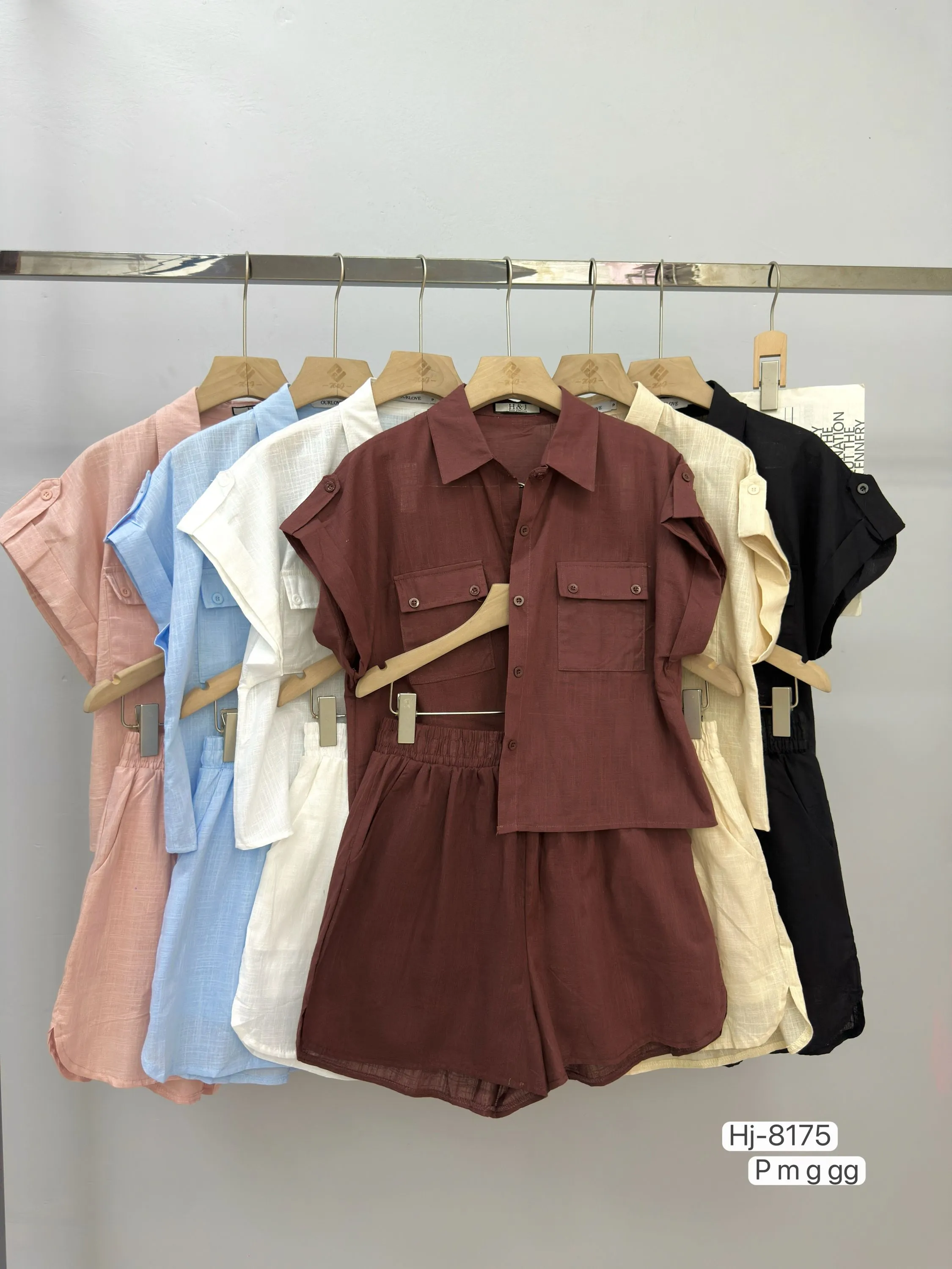 Conjunto Feminino Linho – Camisa Cropped + Shorts (8175)