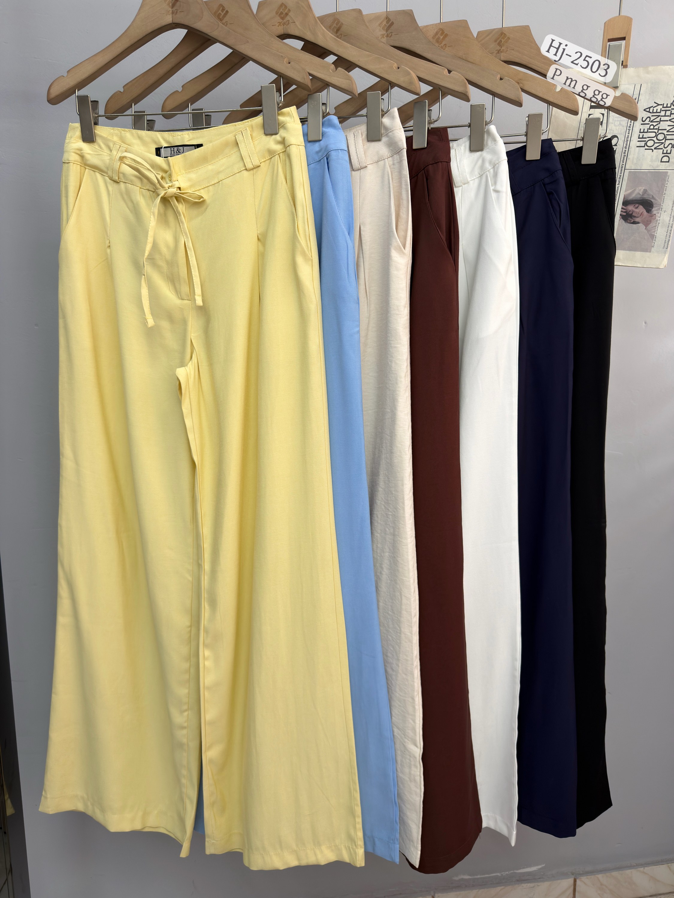 Calça Pantalona com Cós de Elástico e Amarração (2503)