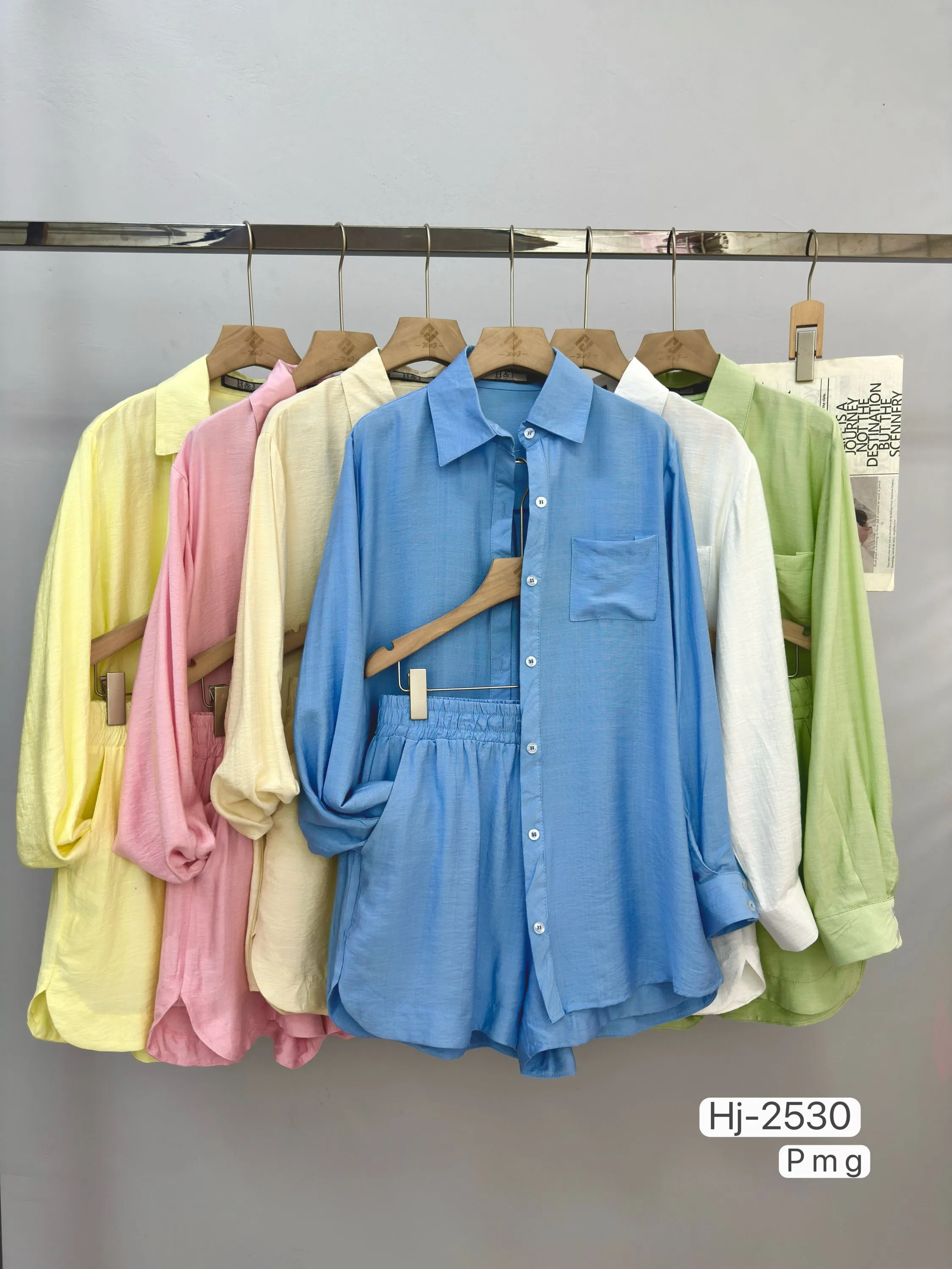 Conjunto Feminino Camisa + Short em Tecido Leve (2530)