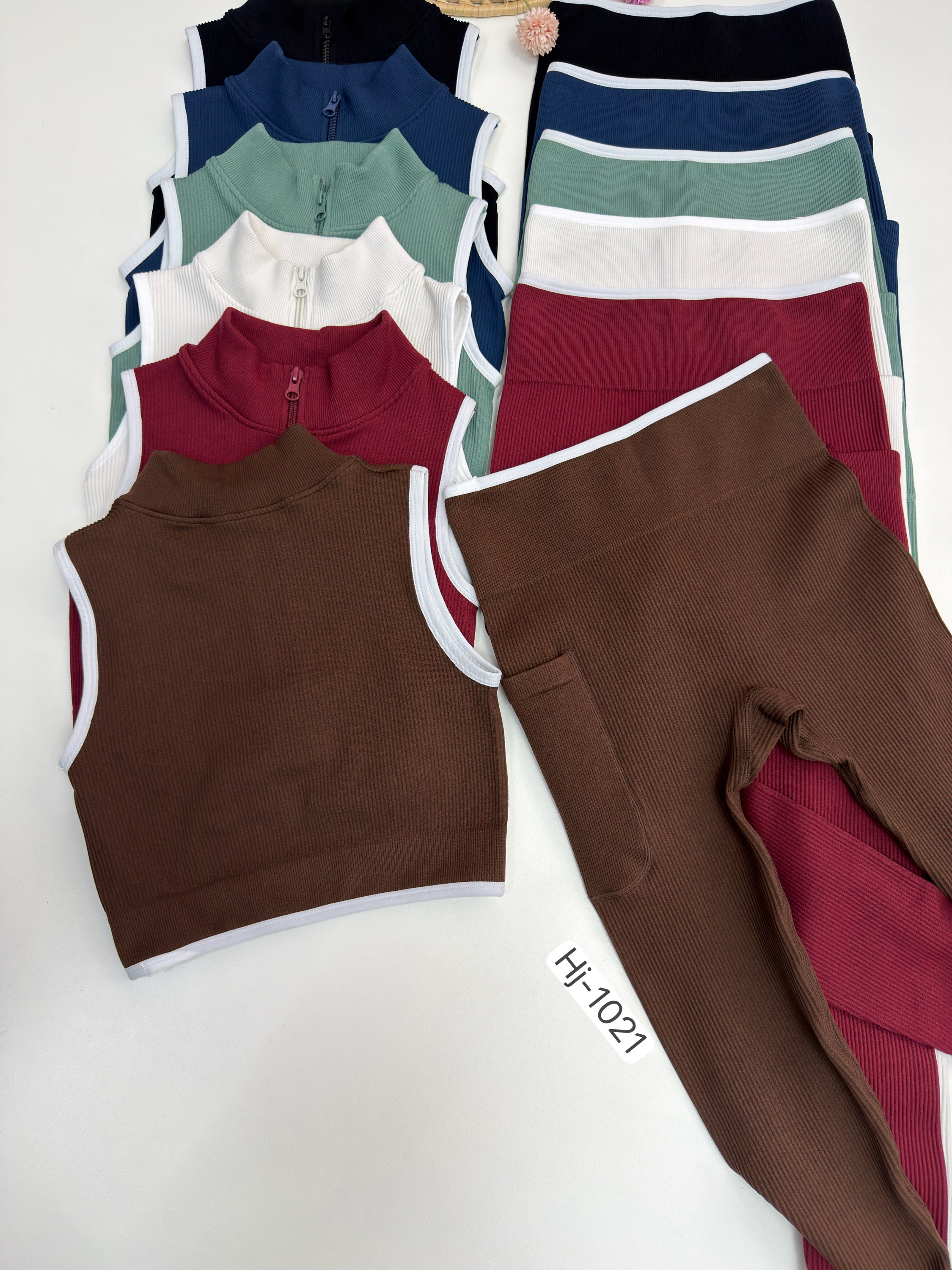 Conjunto Cropped e Calça Canelado (1021)