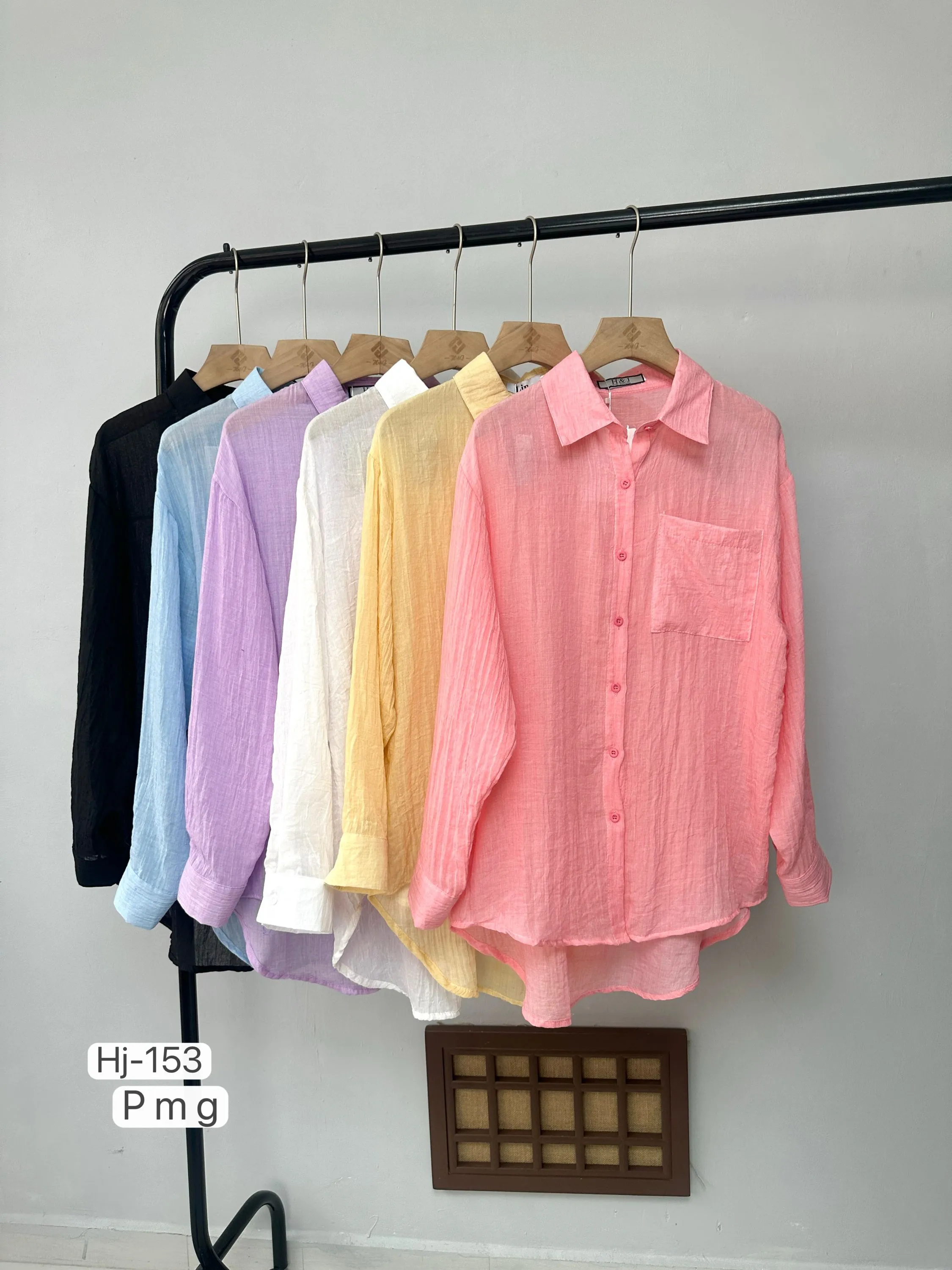 Camisa de Algodão com Bolso Frontal (L153)