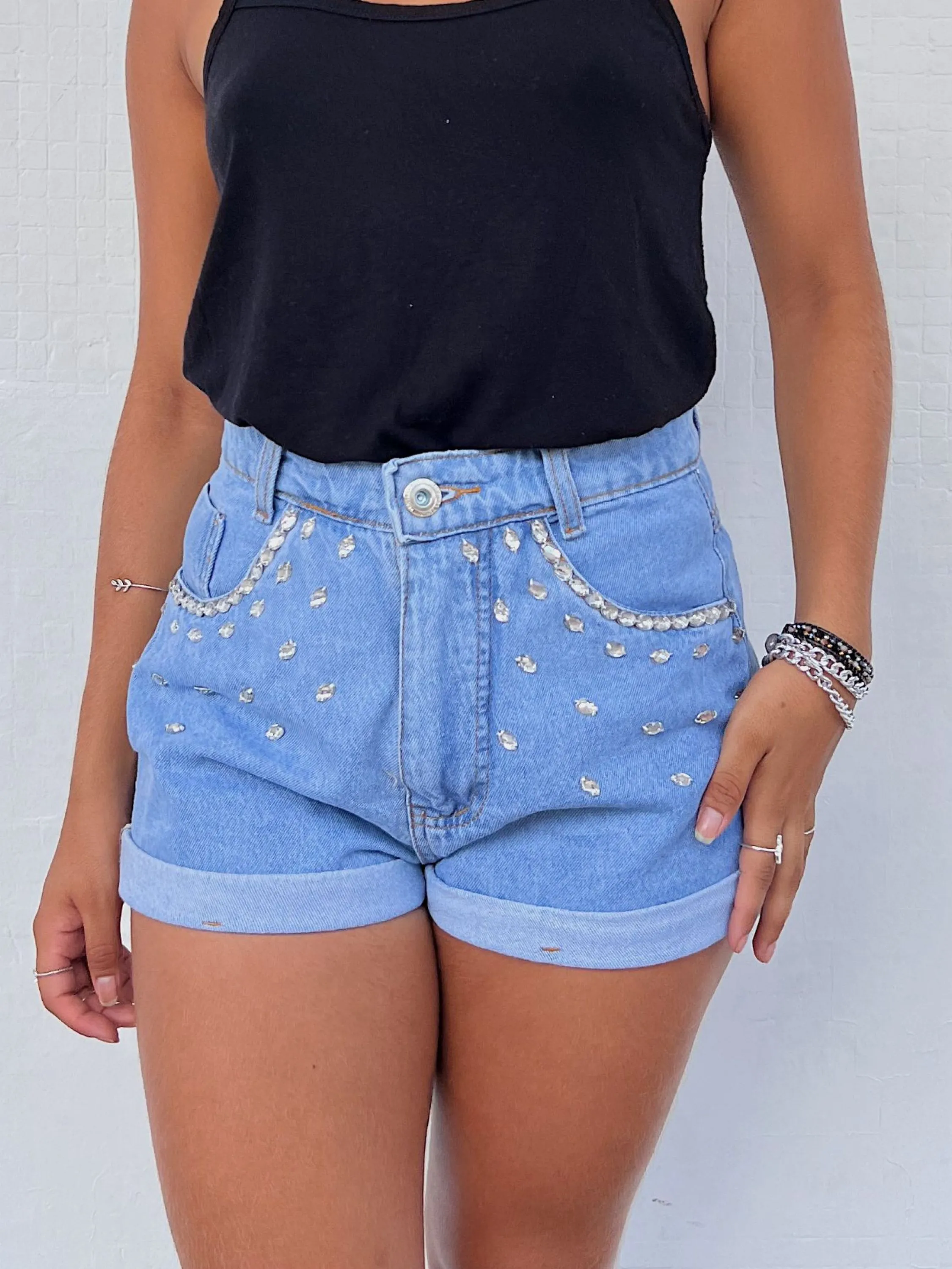 5019 kissmelady short jeans feminina mom com blilho