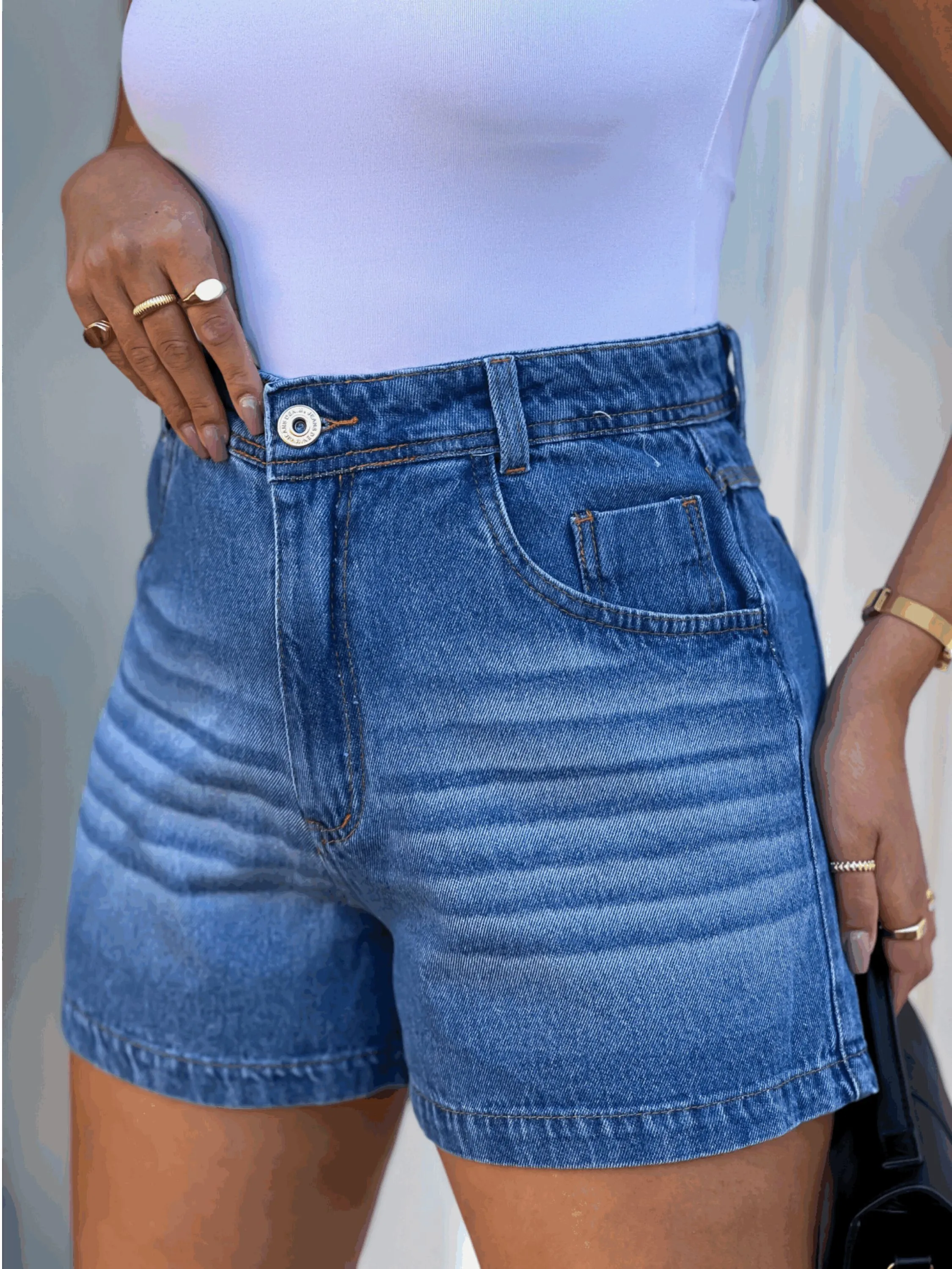 8177 kissmelady short jeans feminina mom