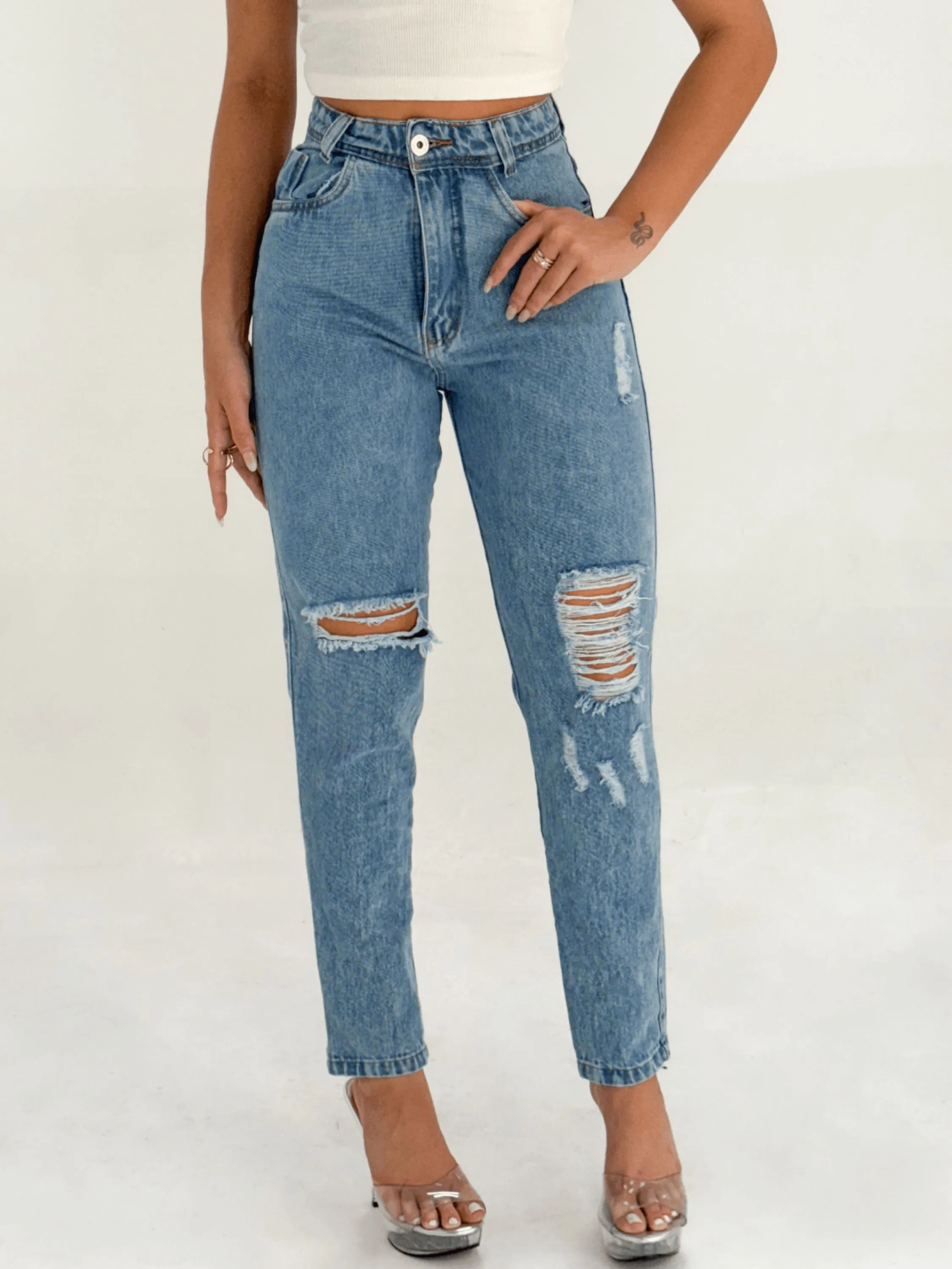 8053 kissmelady calca jeans feminina mom com rascada