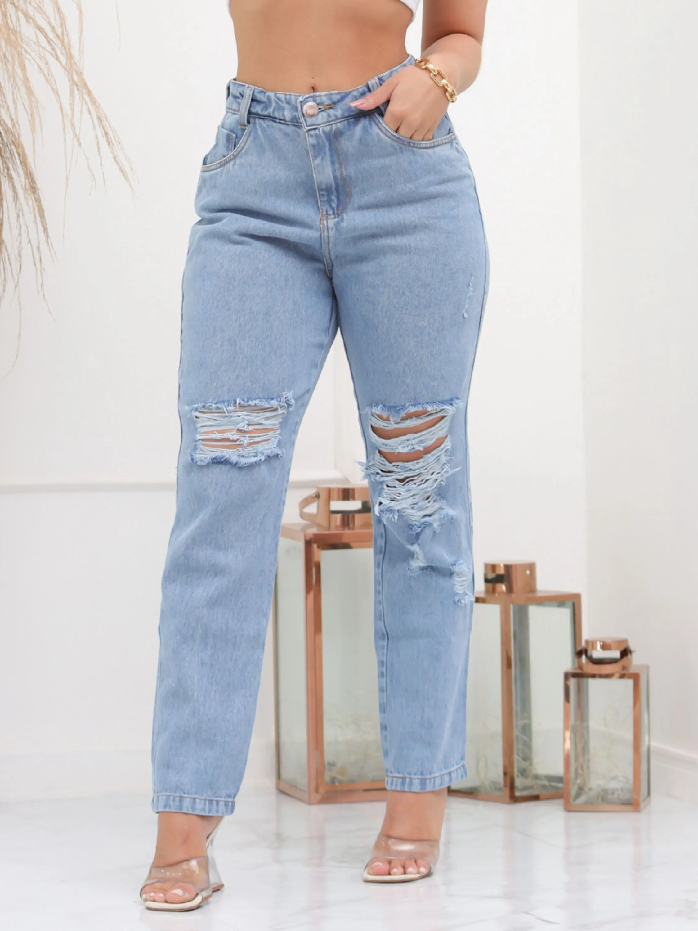 8053 kissmelady calca jeans feminina mom com rascada