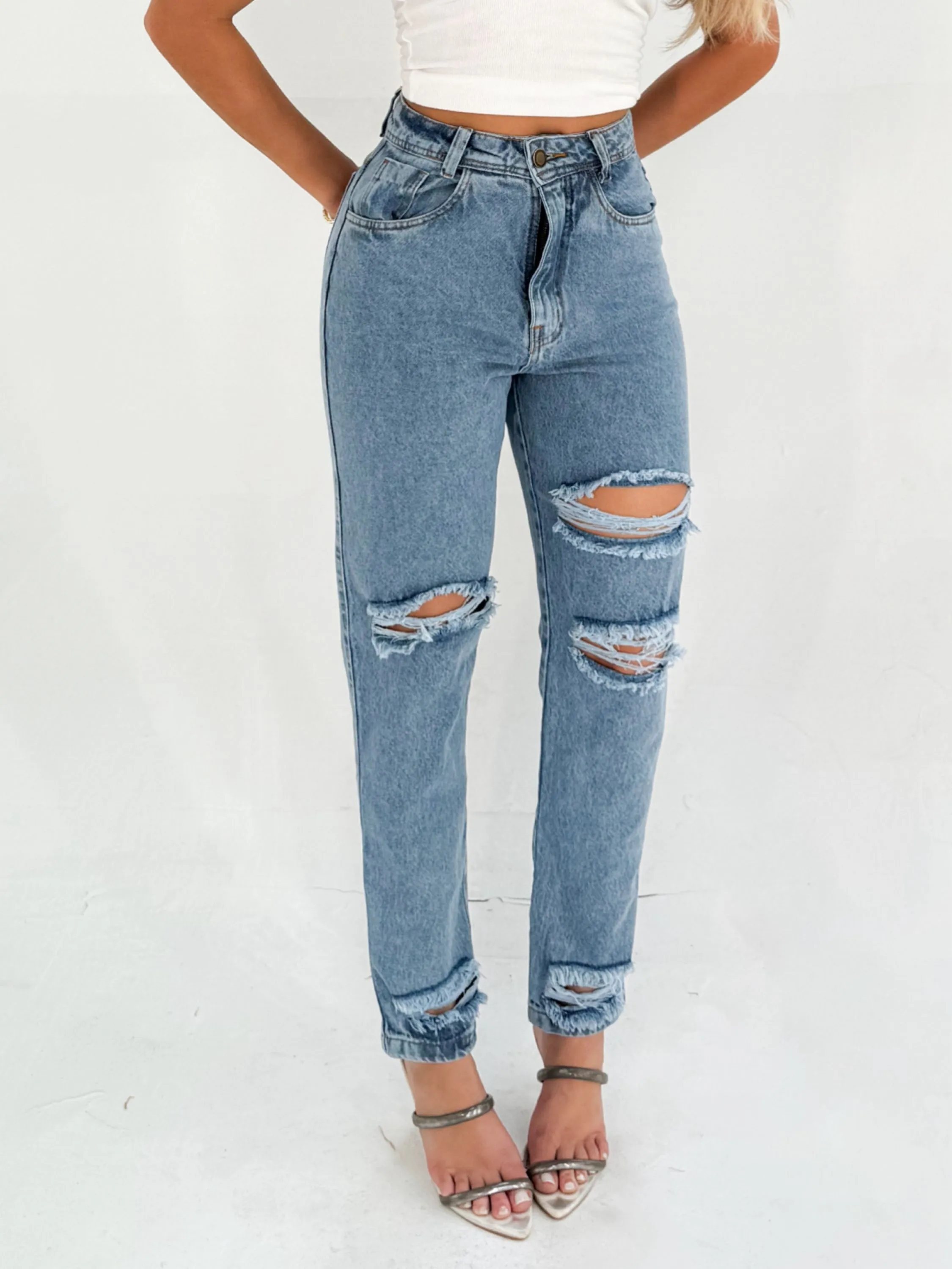 8182 kissmelady calca jeans feminina mom com rascada