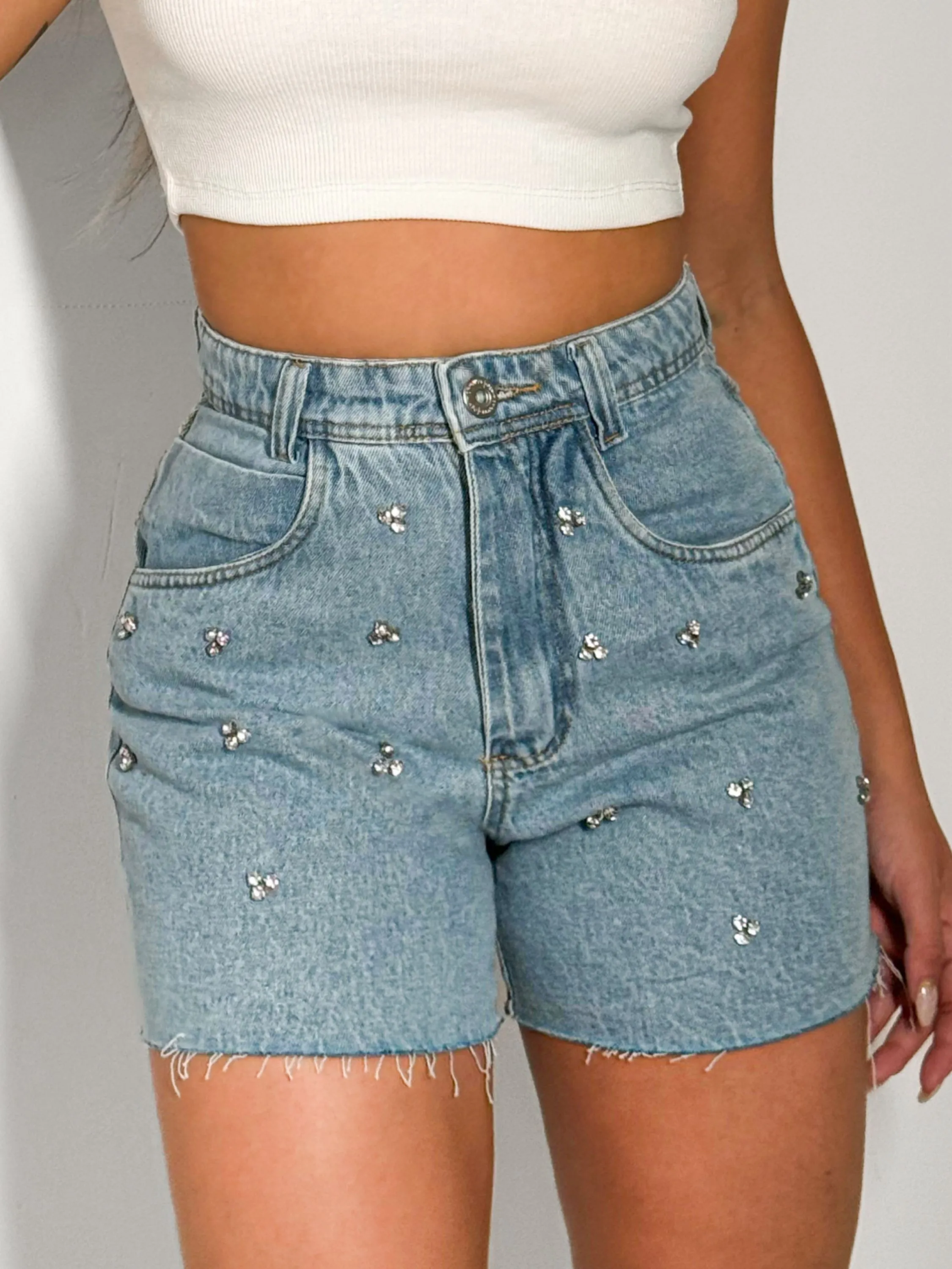 006 kissmelady short jeans feminina mom com brilho