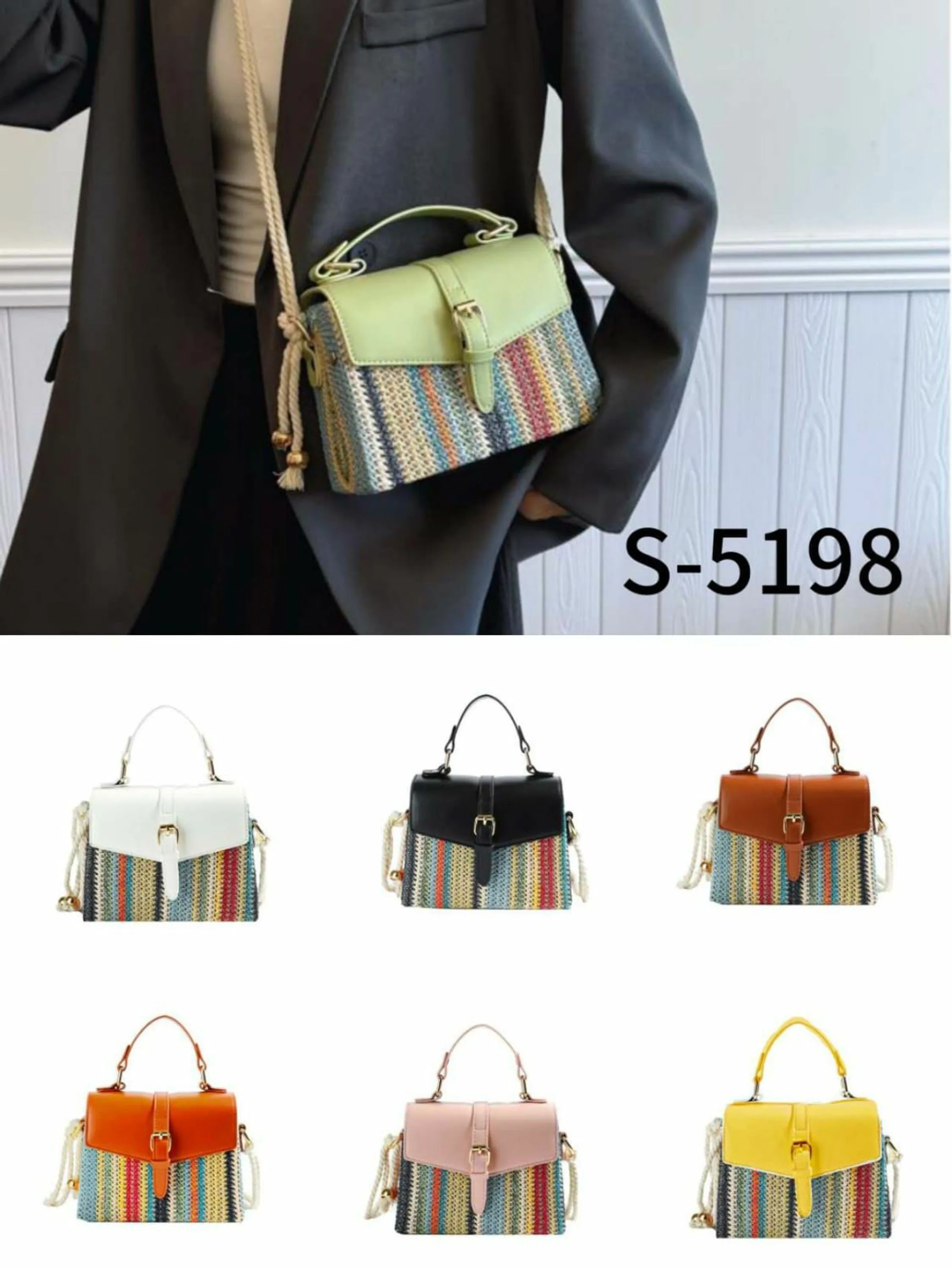 BOLSA DE MÃO E TRANSVERSAL REF:5198 KIT COM 6 PEÇAS