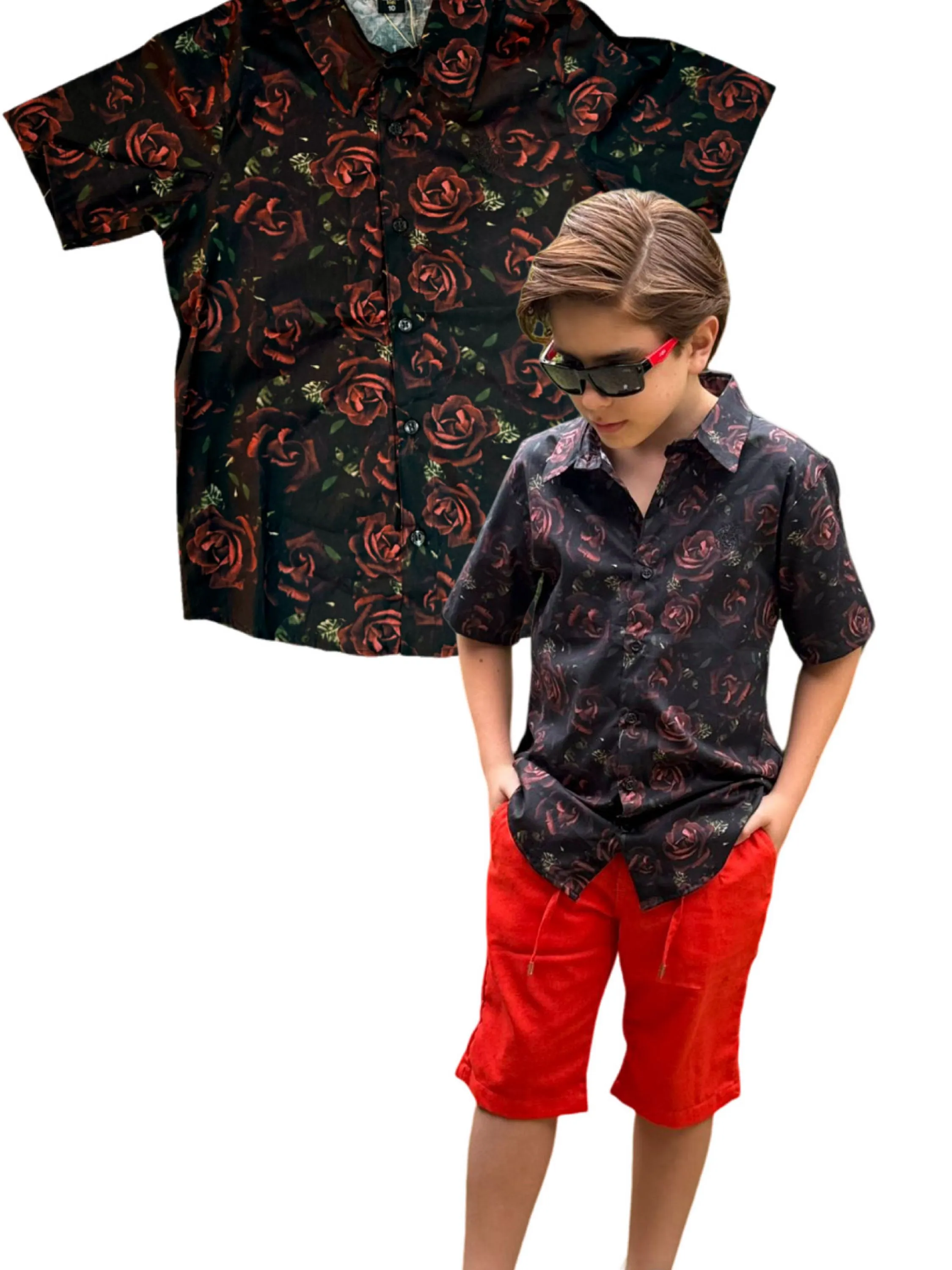 Camisa Social Infantil Verão Estampada