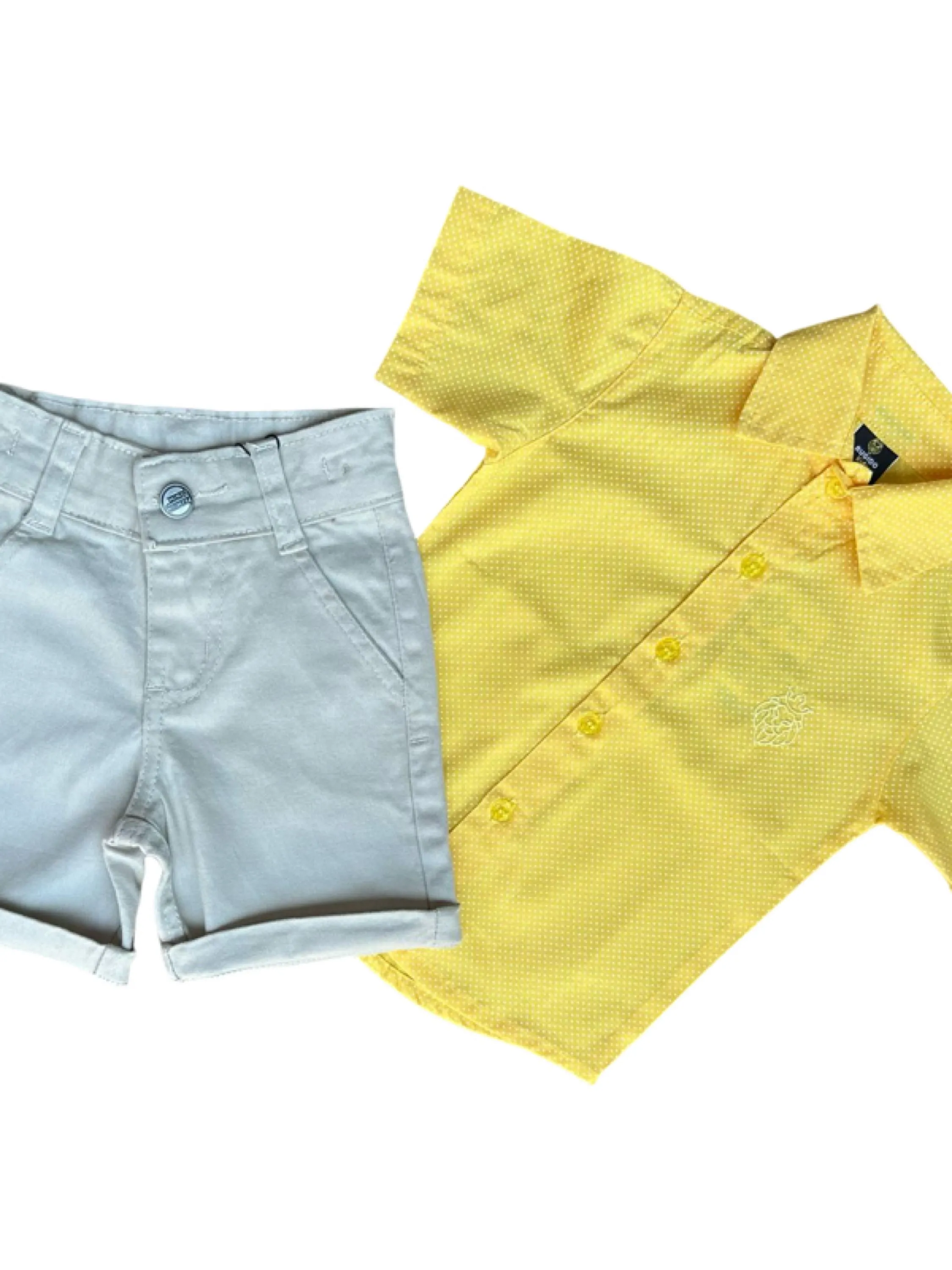 Conjunto Infantil Camisa Estampada E Bermuda Tam 1 A 8