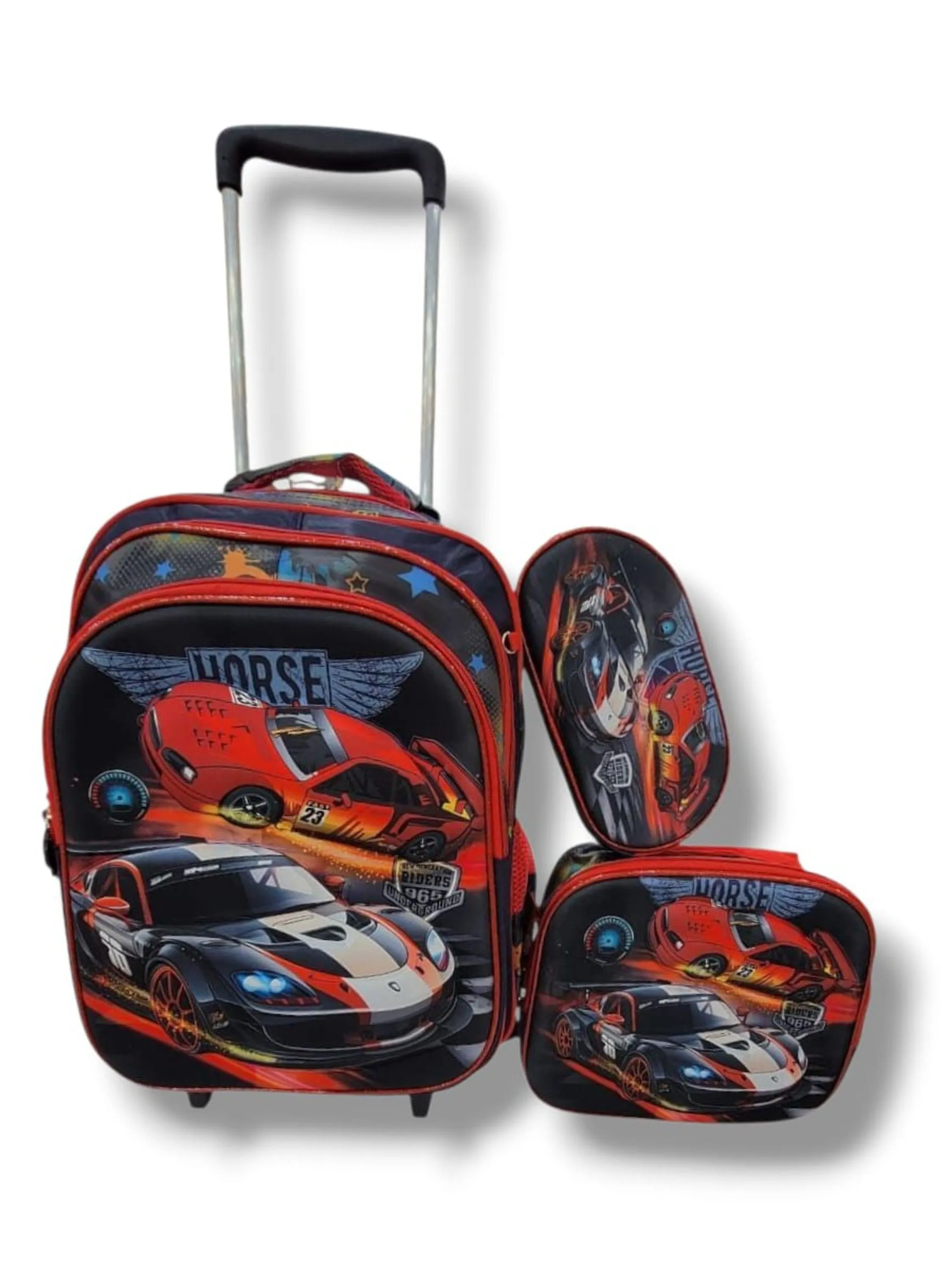 Kit de mochila desenho 3d +lancheira térmica+estojo