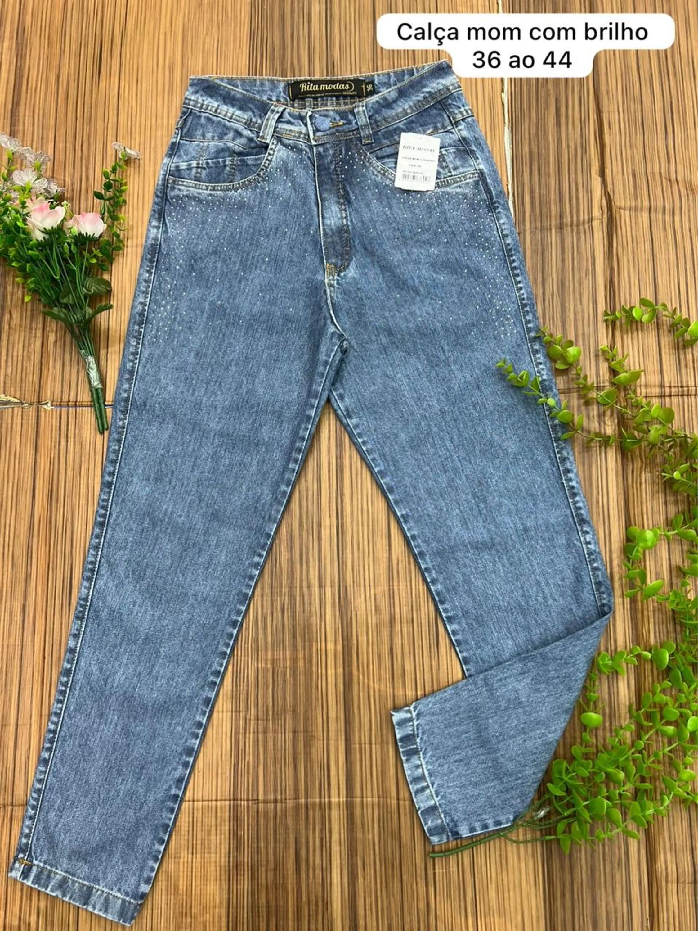 Calça Mom Feminina com Brilho