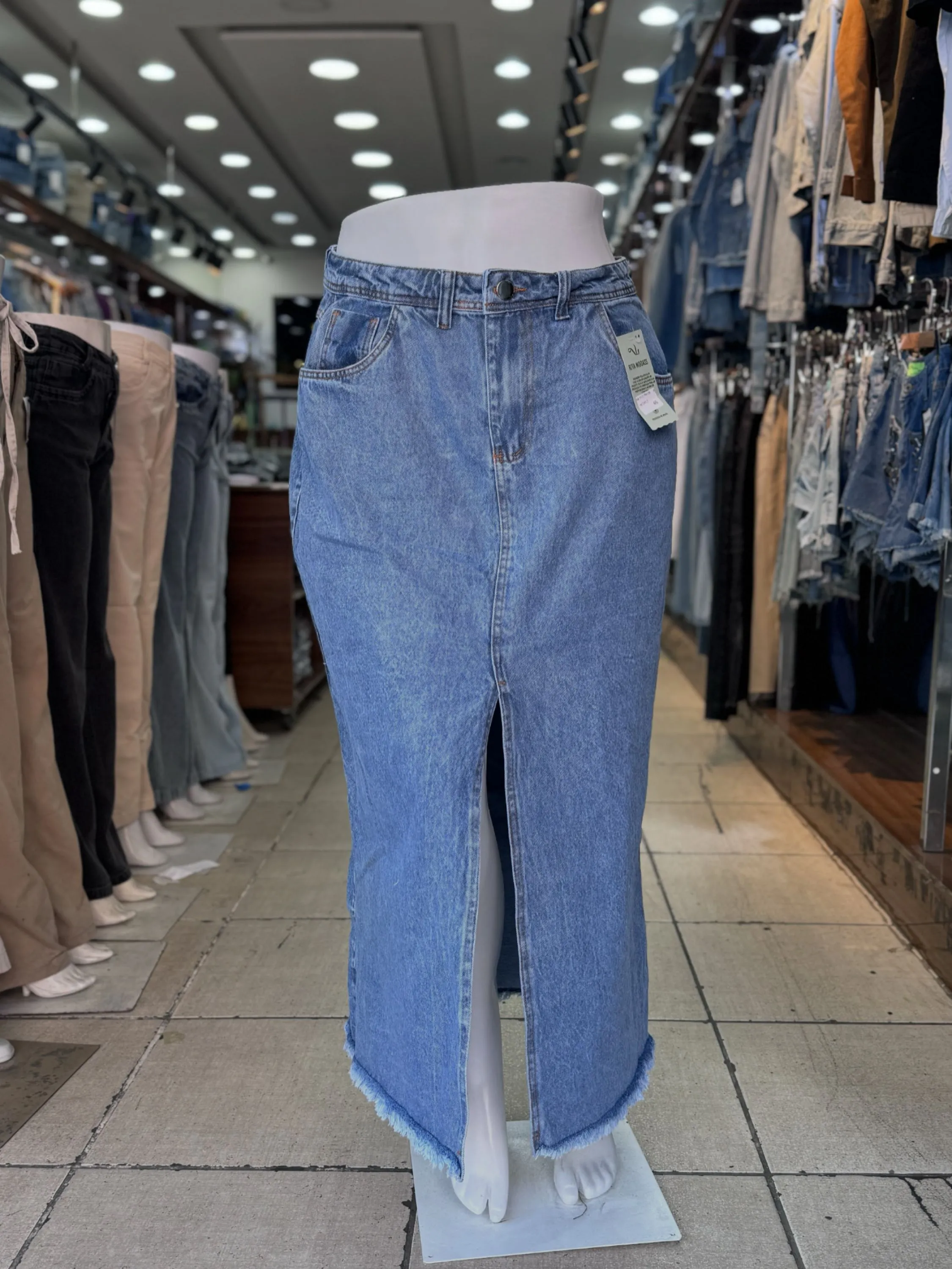 Saia  plus   Feminina  jeans