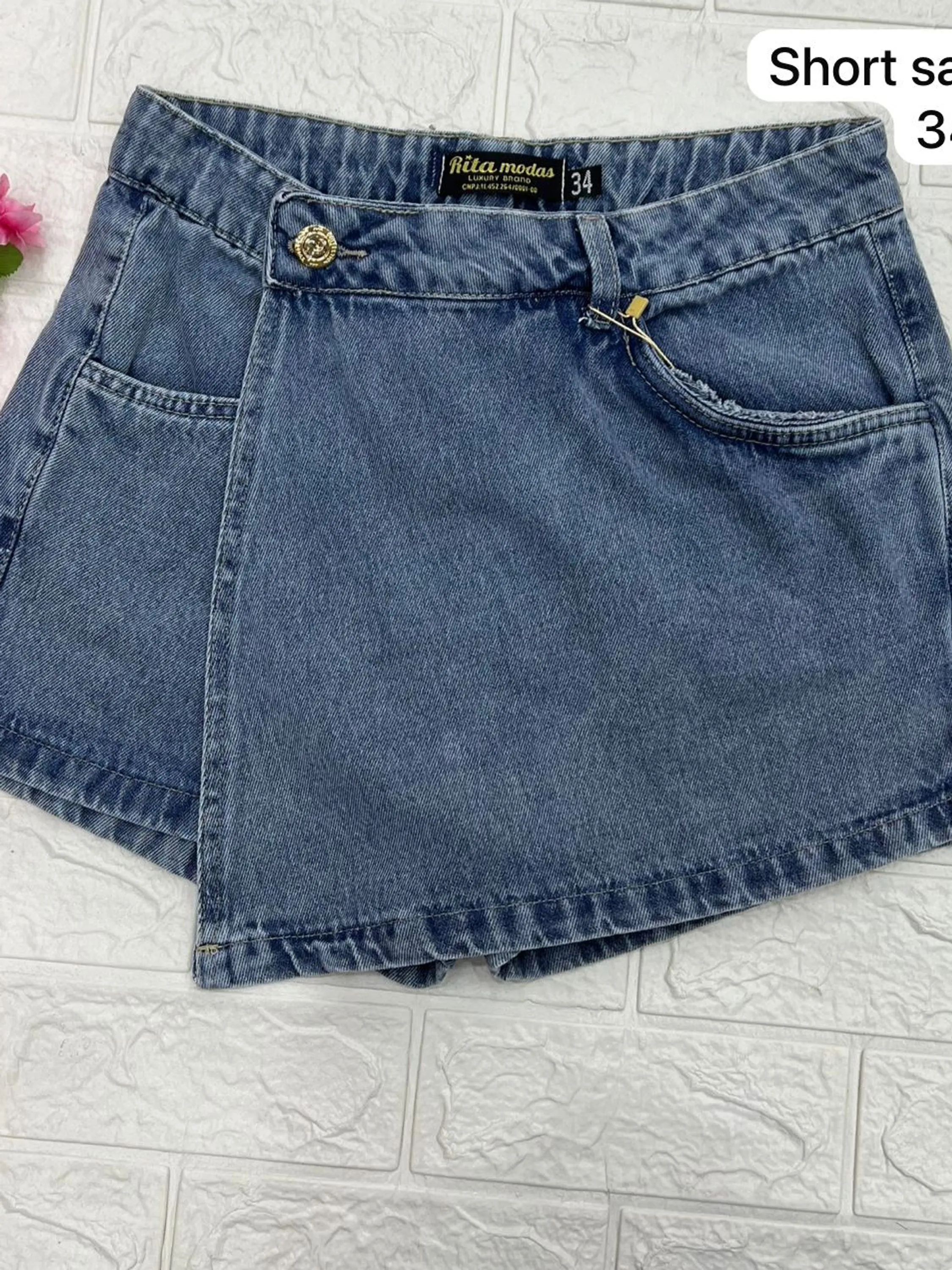 Short Saia Feminino Um Botão Nova Tendencia