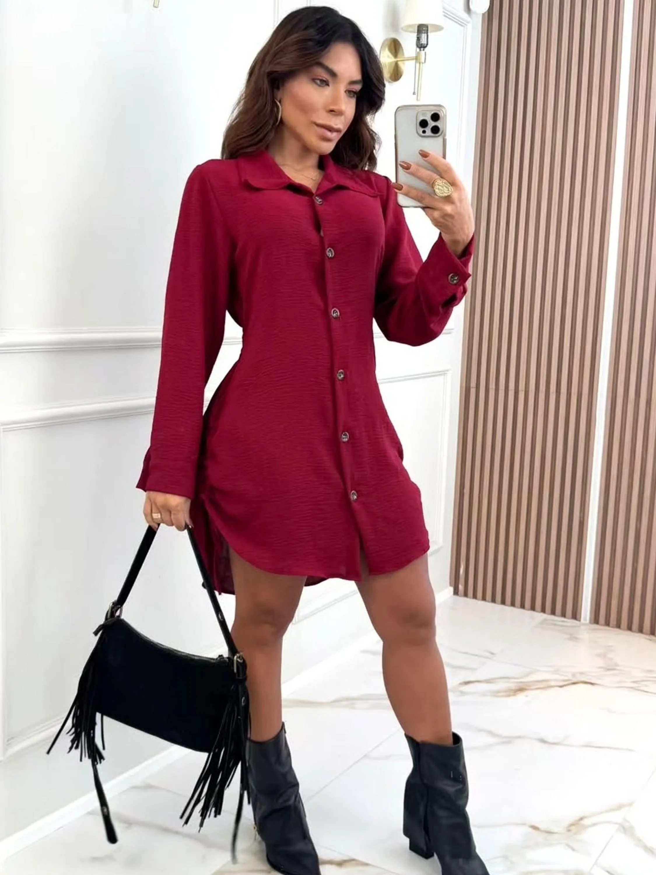 Chamise Vestido Cores Lisas Premium Moda Blogueira