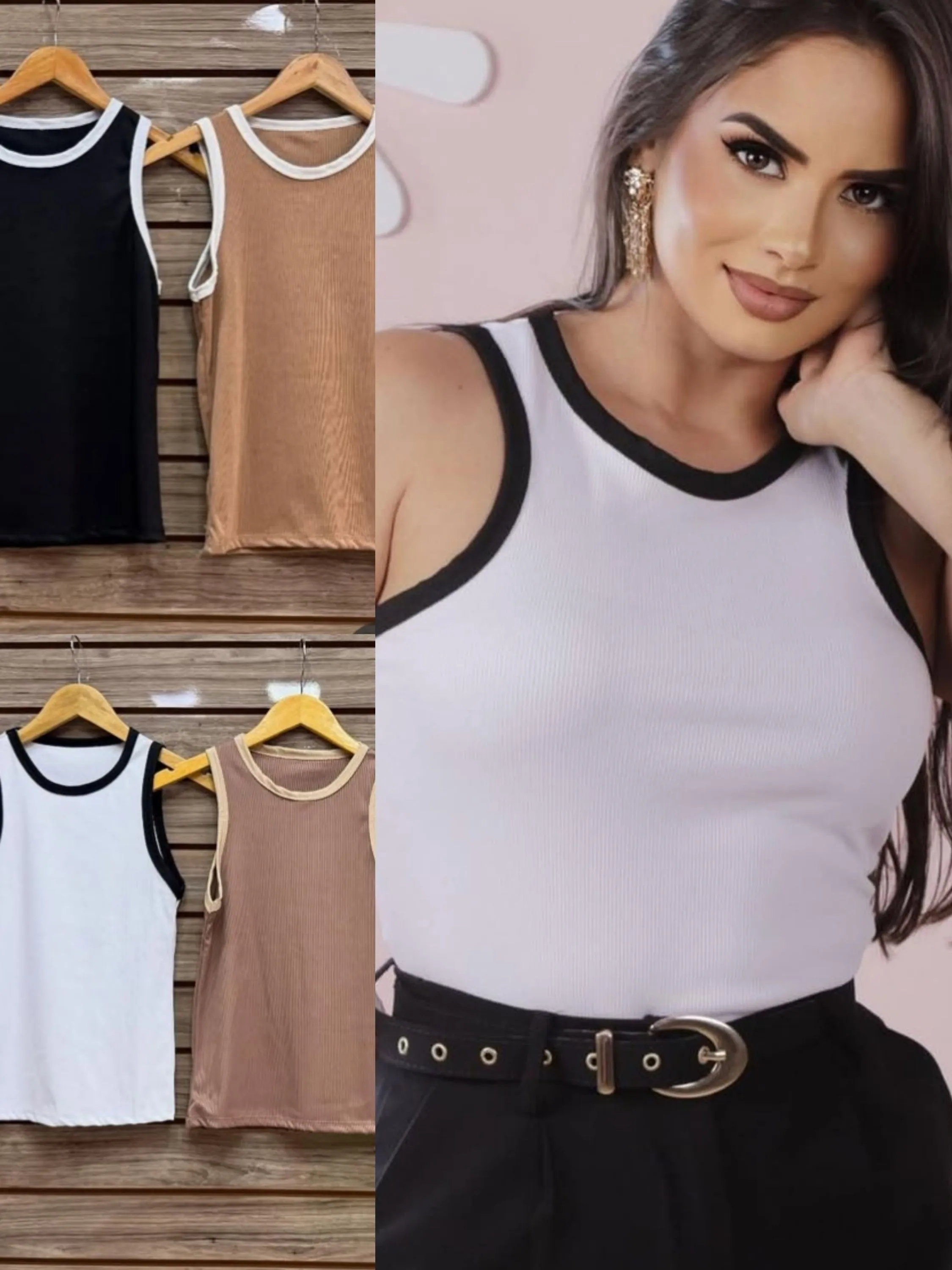 Blusa Regata Básica Ribana Moda Blogueira