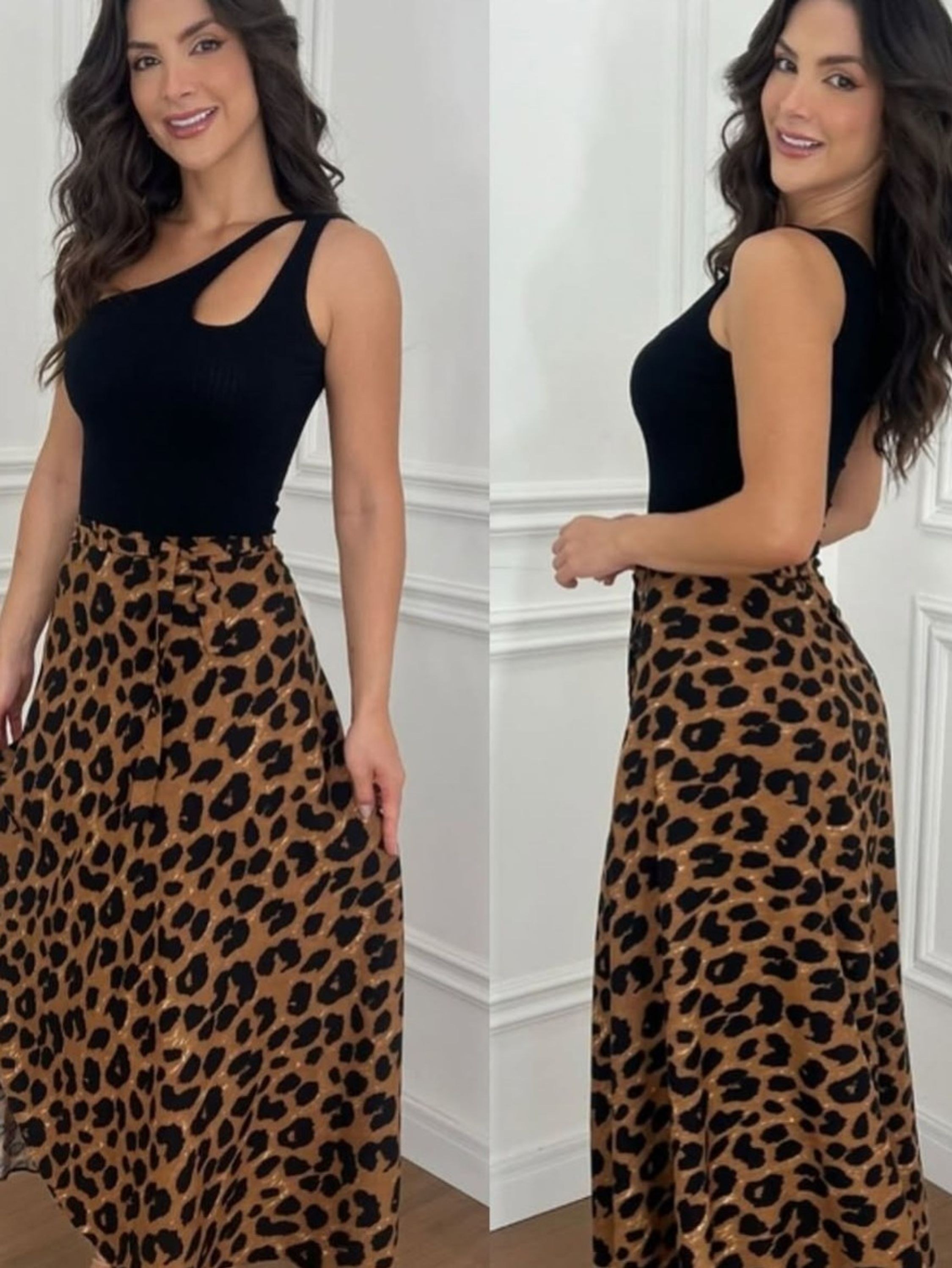 Saia Envelope Animal Print Moda Blogueira